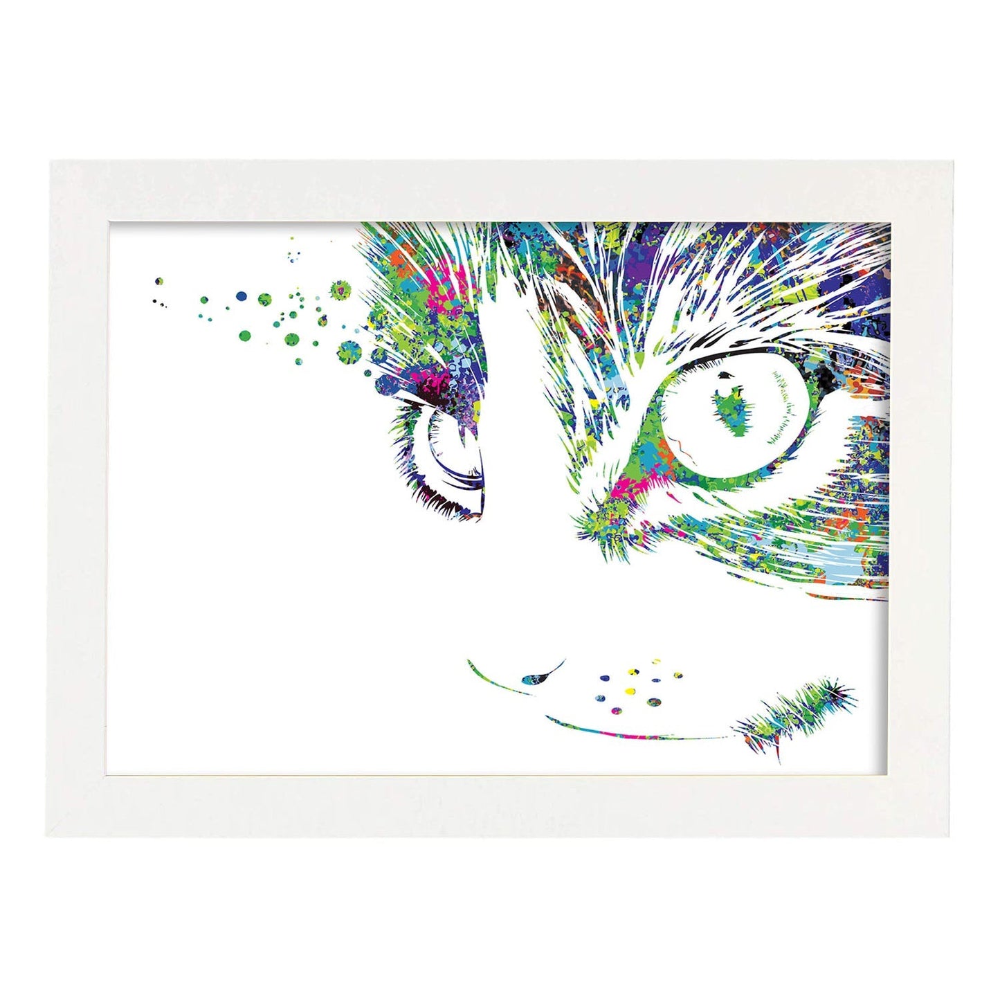 Poster de Gato estilo acuarela. Mix de láminas con estilo acuarela-Artwork-Nacnic-A4-Marco Blanco-Nacnic Estudio SL