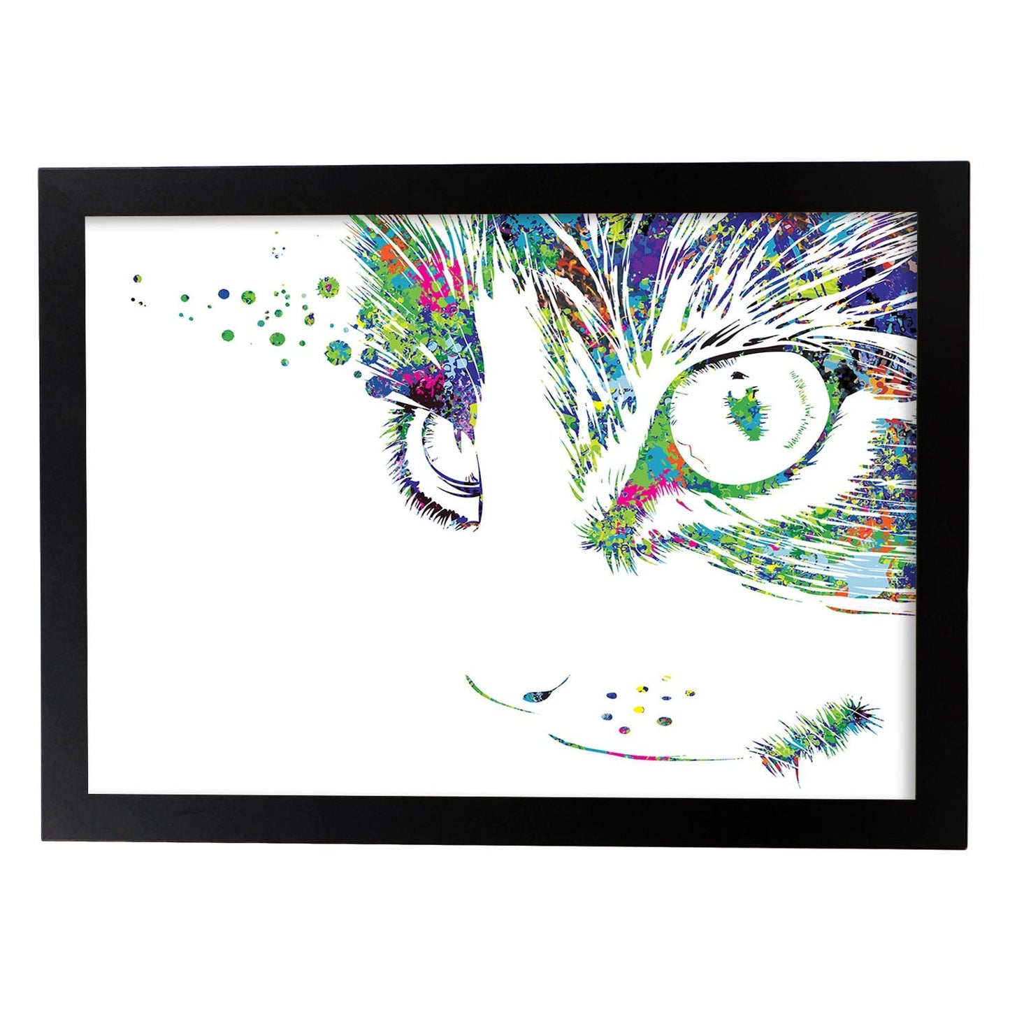 Poster de Gato estilo acuarela. Mix de láminas con estilo acuarela-Artwork-Nacnic-A4-Marco Negro-Nacnic Estudio SL