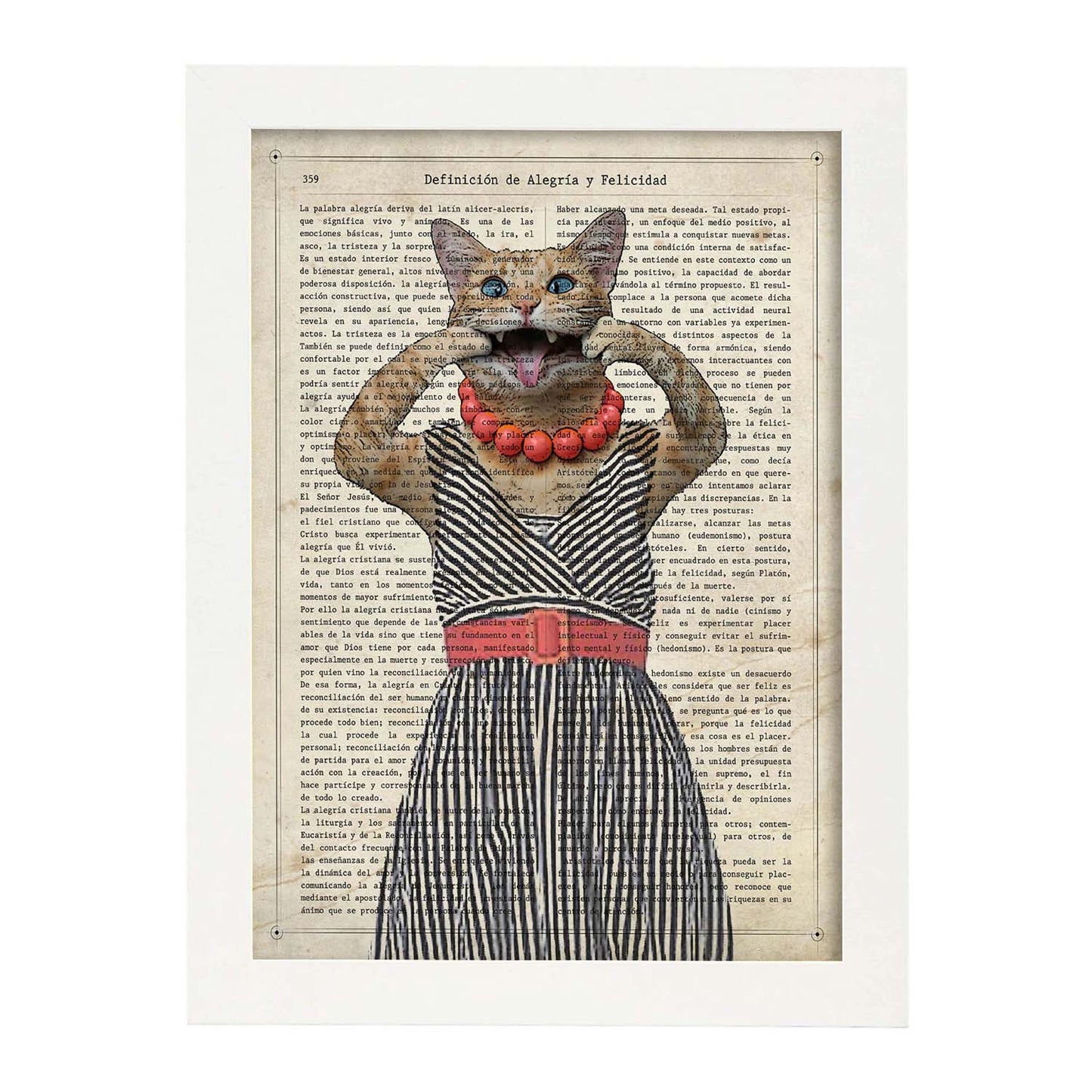 Poster de Gato haciendo la burla. Láminas de animales con definiciones. Ilustraciones de animales con textos.-Artwork-Nacnic-A3-Marco Blanco-Nacnic Estudio SL