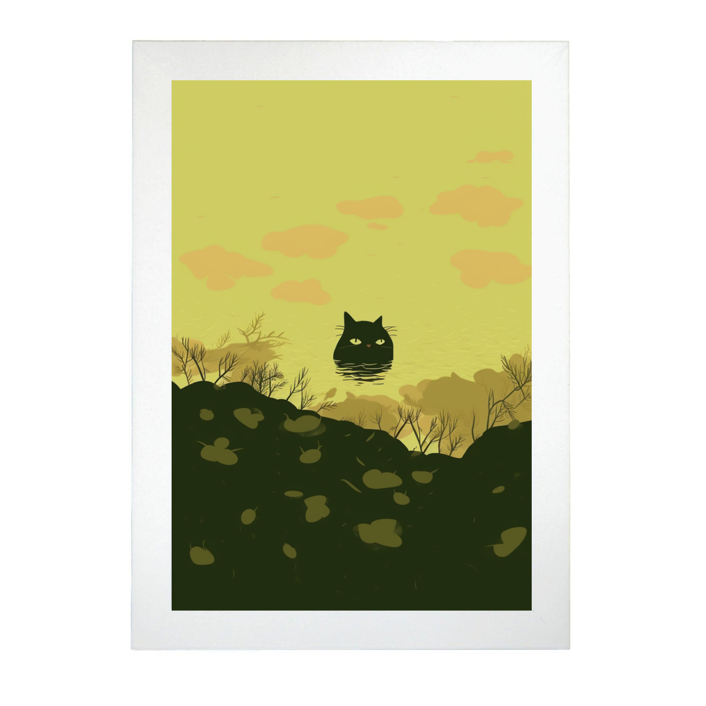Póster de Gato Lindo en Estilo Jardín Ryo Takemasa y Wu