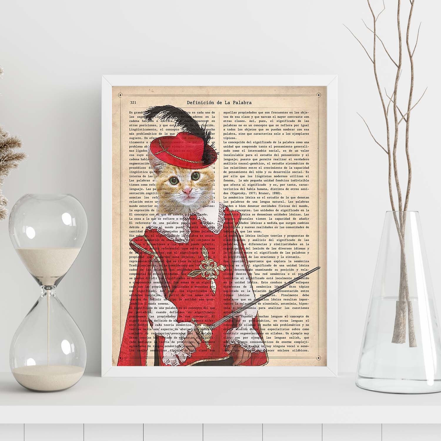 Poster de Gato mosquetero. Láminas de animales con definiciones. Ilustraciones de animales con textos.-Artwork-Nacnic-Nacnic Estudio SL