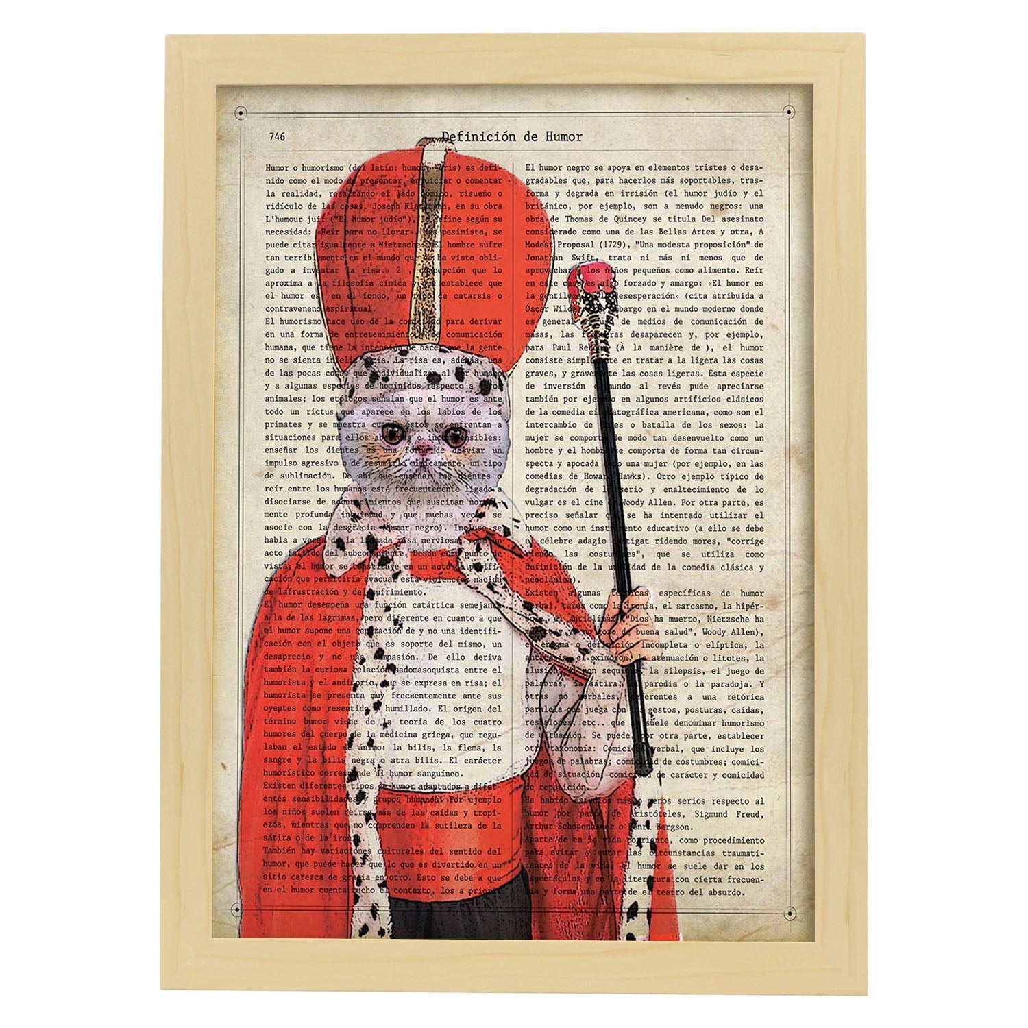 Poster de Gato papa. Láminas de animales con definiciones. Ilustraciones de animales con textos.-Artwork-Nacnic-A3-Marco Madera clara-Nacnic Estudio SL