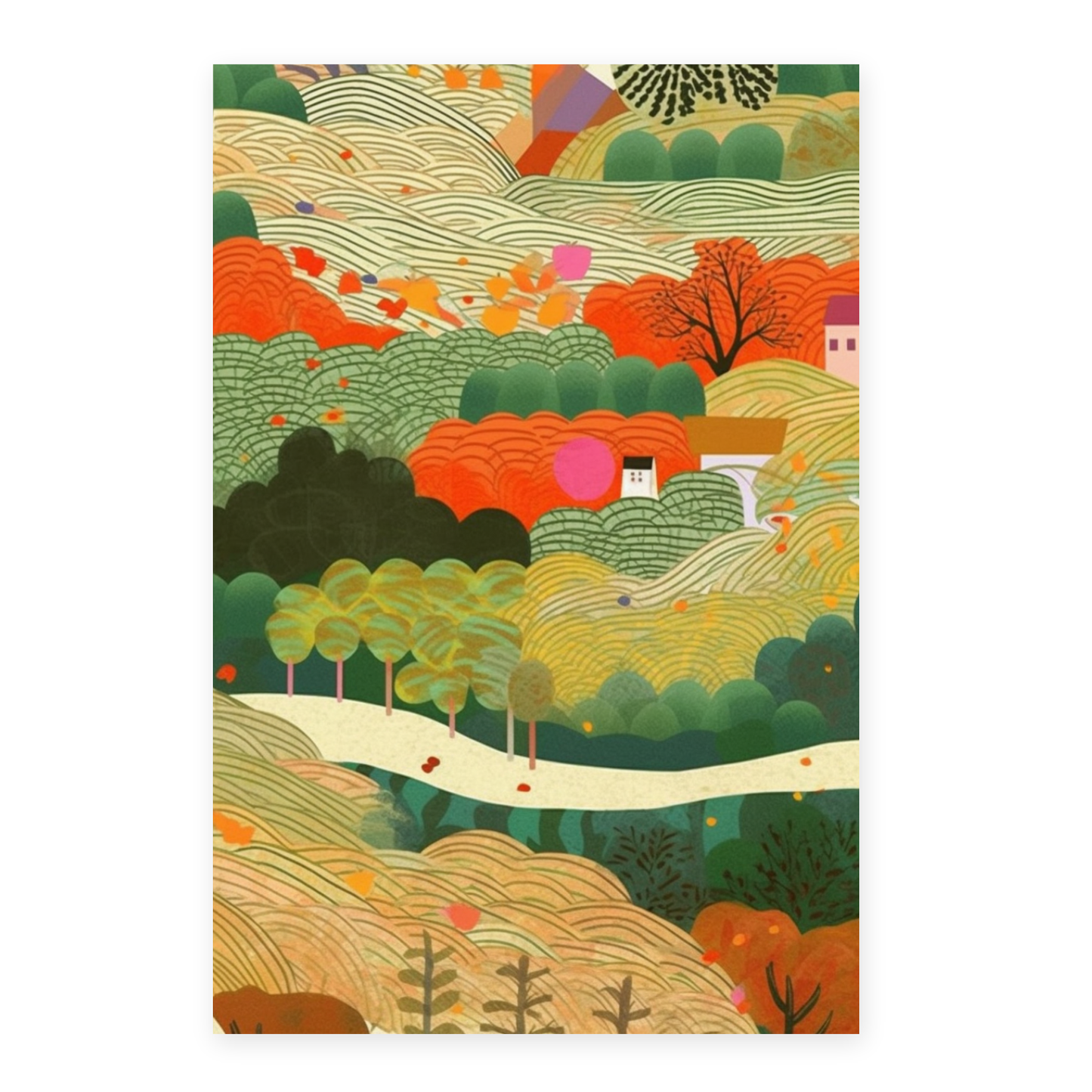 Lámina de Gato Tierno en Estilo Jardín de Ryo Takemasa y Wu