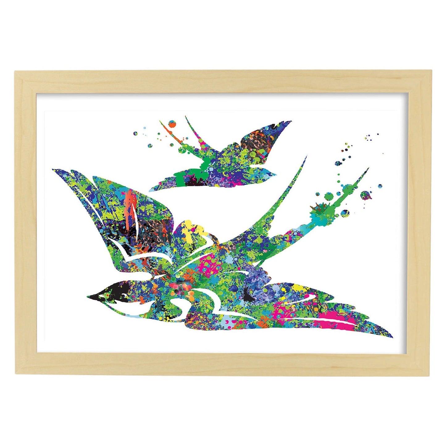 Poster de Gaviota estilo acuarela. Mix de láminas con estilo acuarela-Artwork-Nacnic-A4-Marco Madera clara-Nacnic Estudio SL