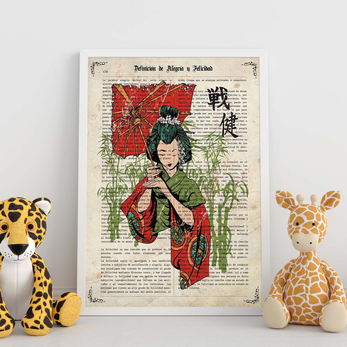 Poster de Geisha con paraguas. Láminas de geishas. Diseños japoneses con definiciones de la cultura japonesa.-Artwork-Nacnic-Nacnic Estudio SL