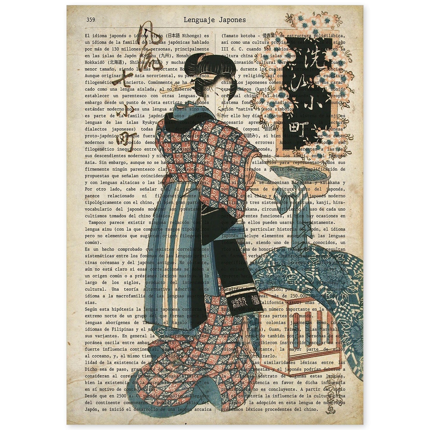 Poster de Geisha con preparativos. Láminas de geishas. Diseños japoneses con definiciones de la cultura japonesa.-Artwork-Nacnic-A4-Sin marco-Nacnic Estudio SL
