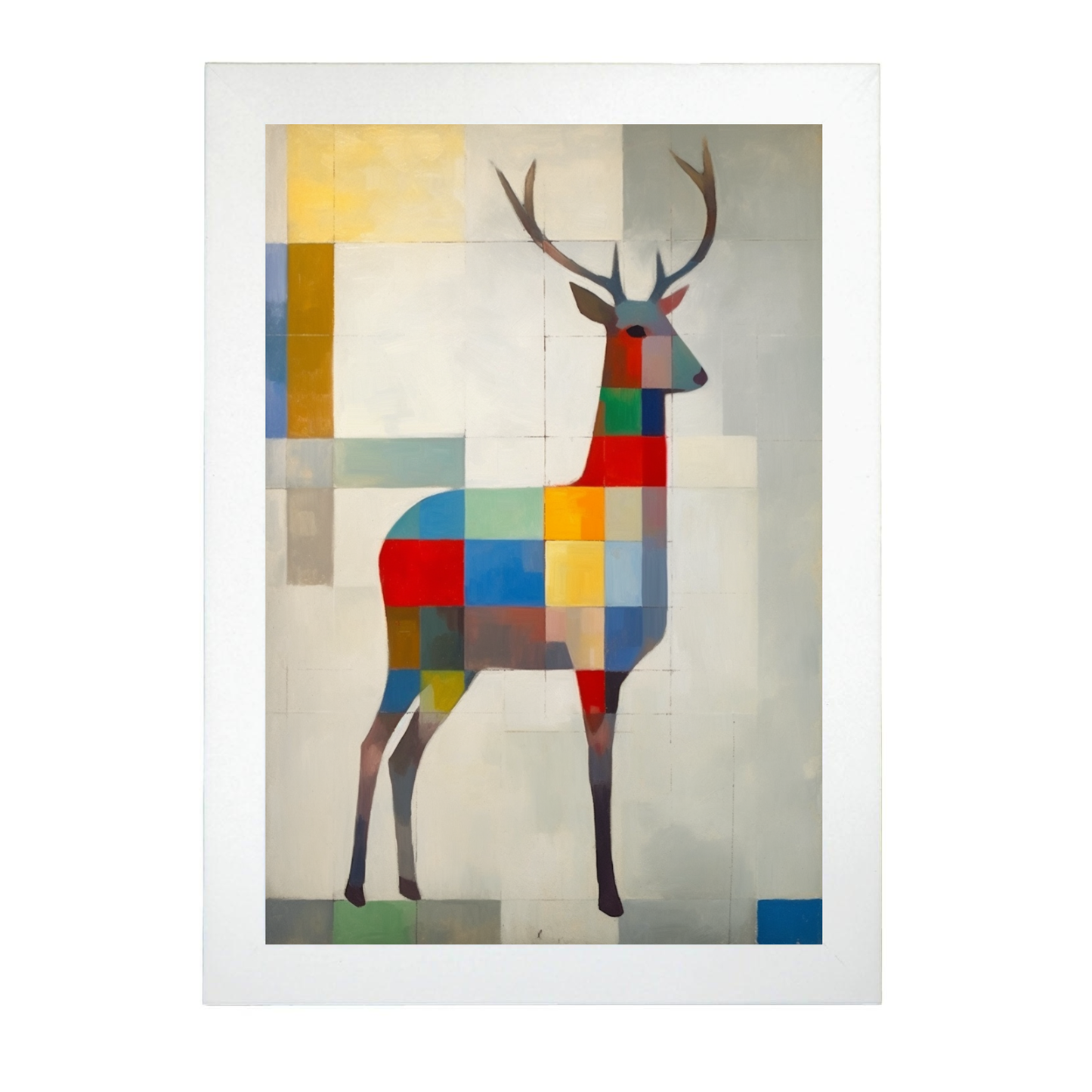 Póster Ciervo Sci-fi Nueve Colores Piet Mondrian