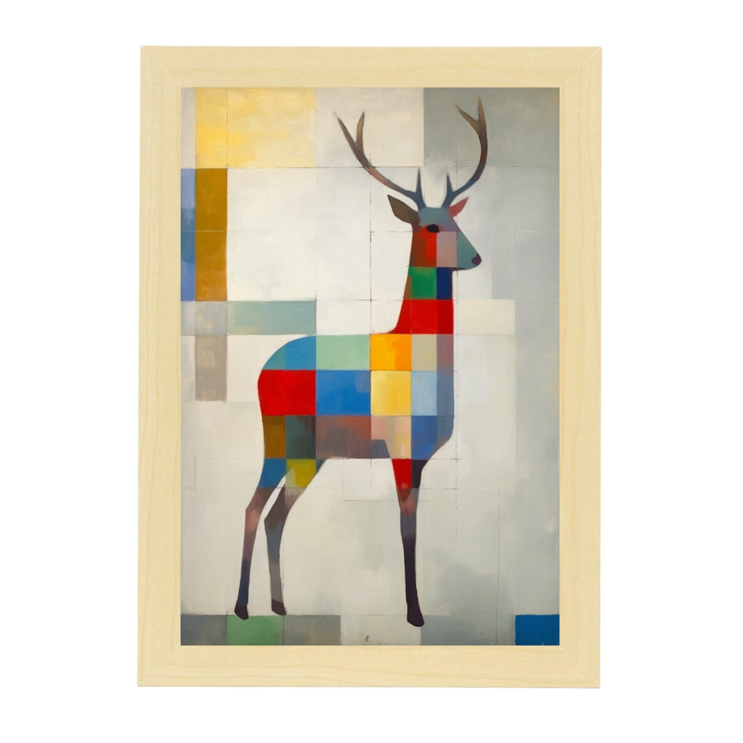 Póster Ciervo Sci-fi Nueve Colores Piet Mondrian