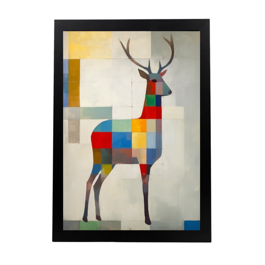 Póster Ciervo Sci-fi Nueve Colores Piet Mondrian