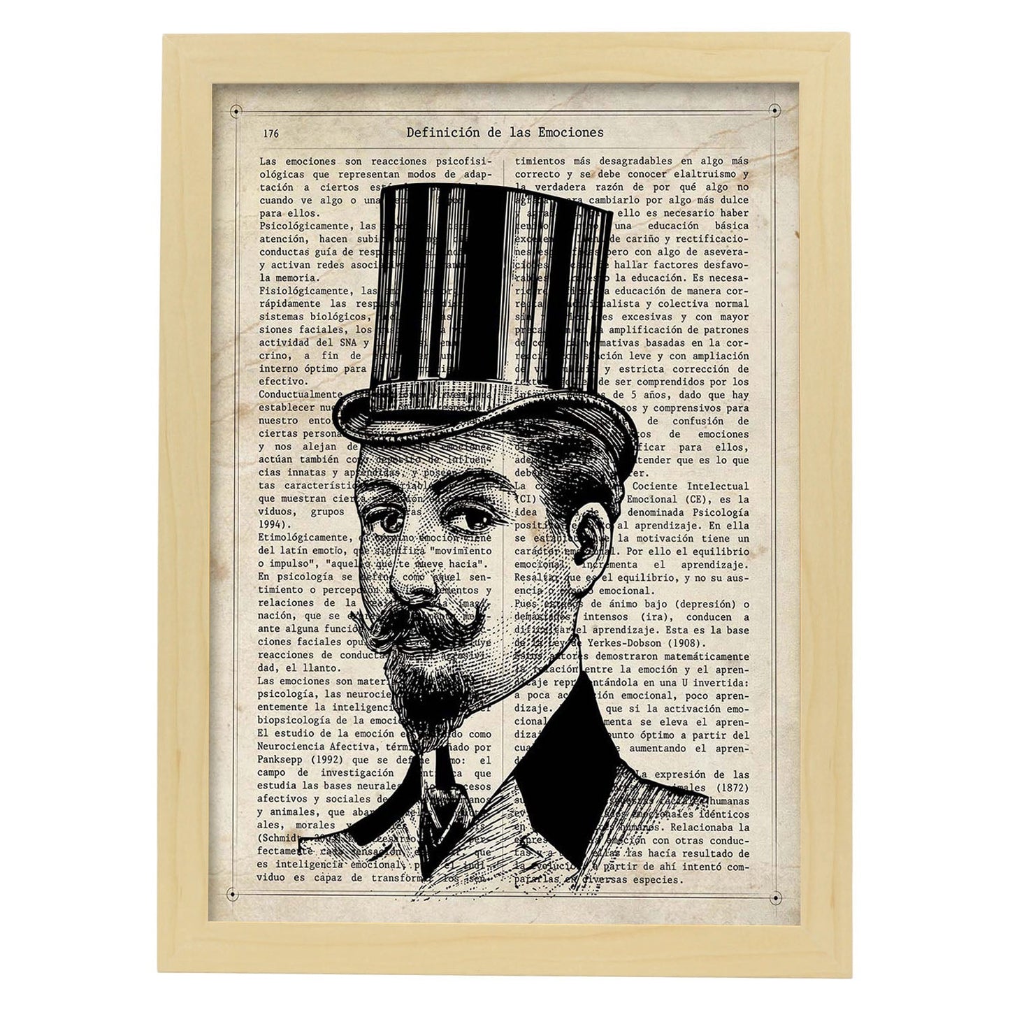 Poster de Gentleman. Láminas vintage con definiciones. Diseño de interiores.-Artwork-Nacnic-A4-Marco Madera clara-Nacnic Estudio SL