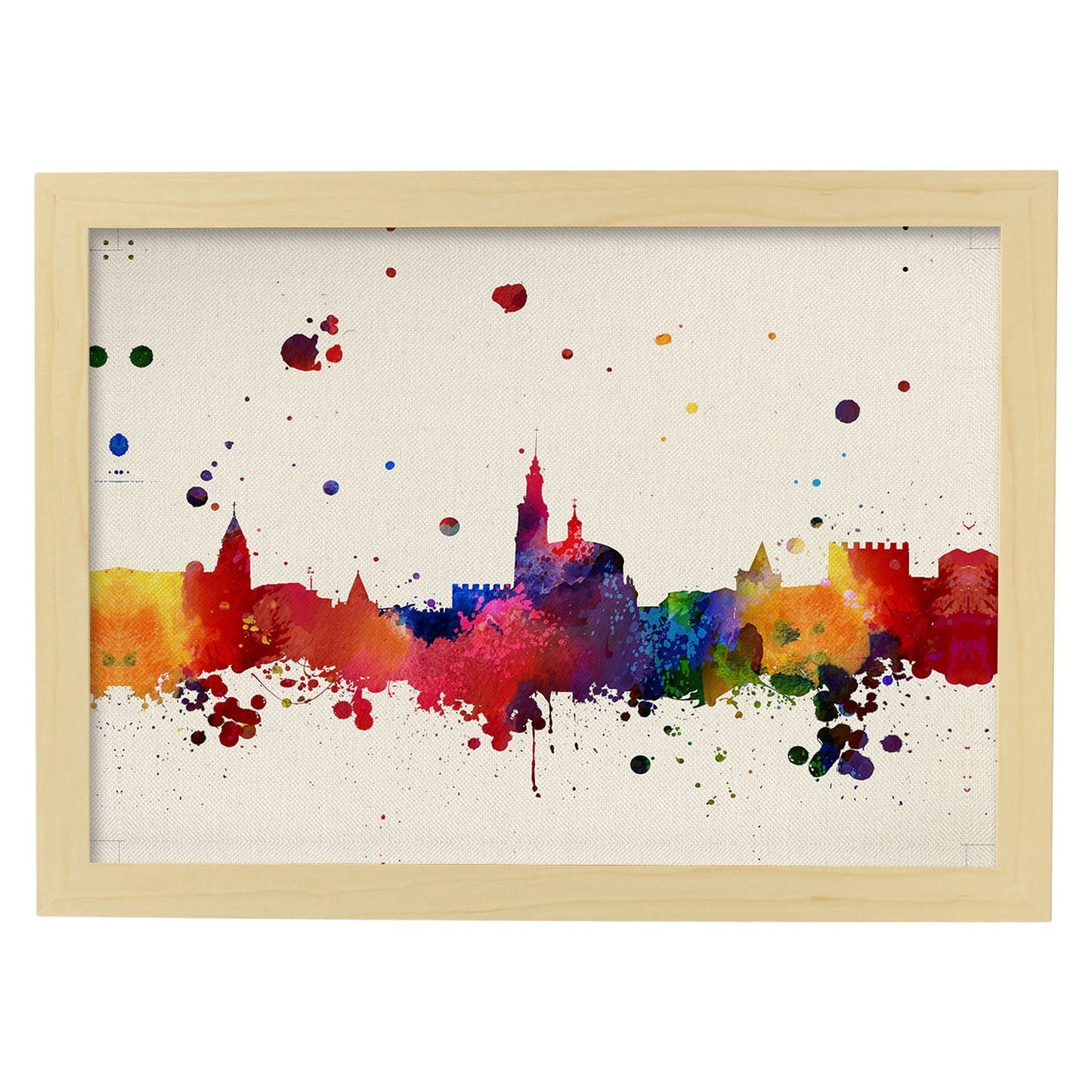 Poster de Gijon. Láminas e ilustraciones de ciudades, comunidades, y mapas de España.-Artwork-Nacnic-A3-Marco Madera clara-Nacnic Estudio SL