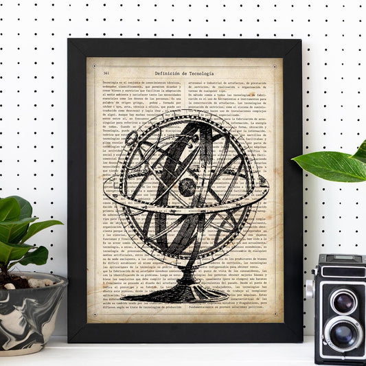 Poster de Giroscopio astronomico.Láminas vintage para Posters con diseño vintage y definiciones.-Artwork-Nacnic-Nacnic Estudio SL