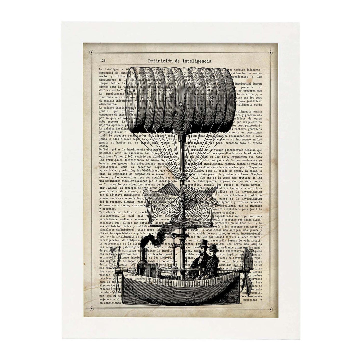 Poster de Globo barco. Láminas de globos aeroestáticos. Diseño con imágenes de globos.-Artwork-Nacnic-A3-Marco Blanco-Nacnic Estudio SL