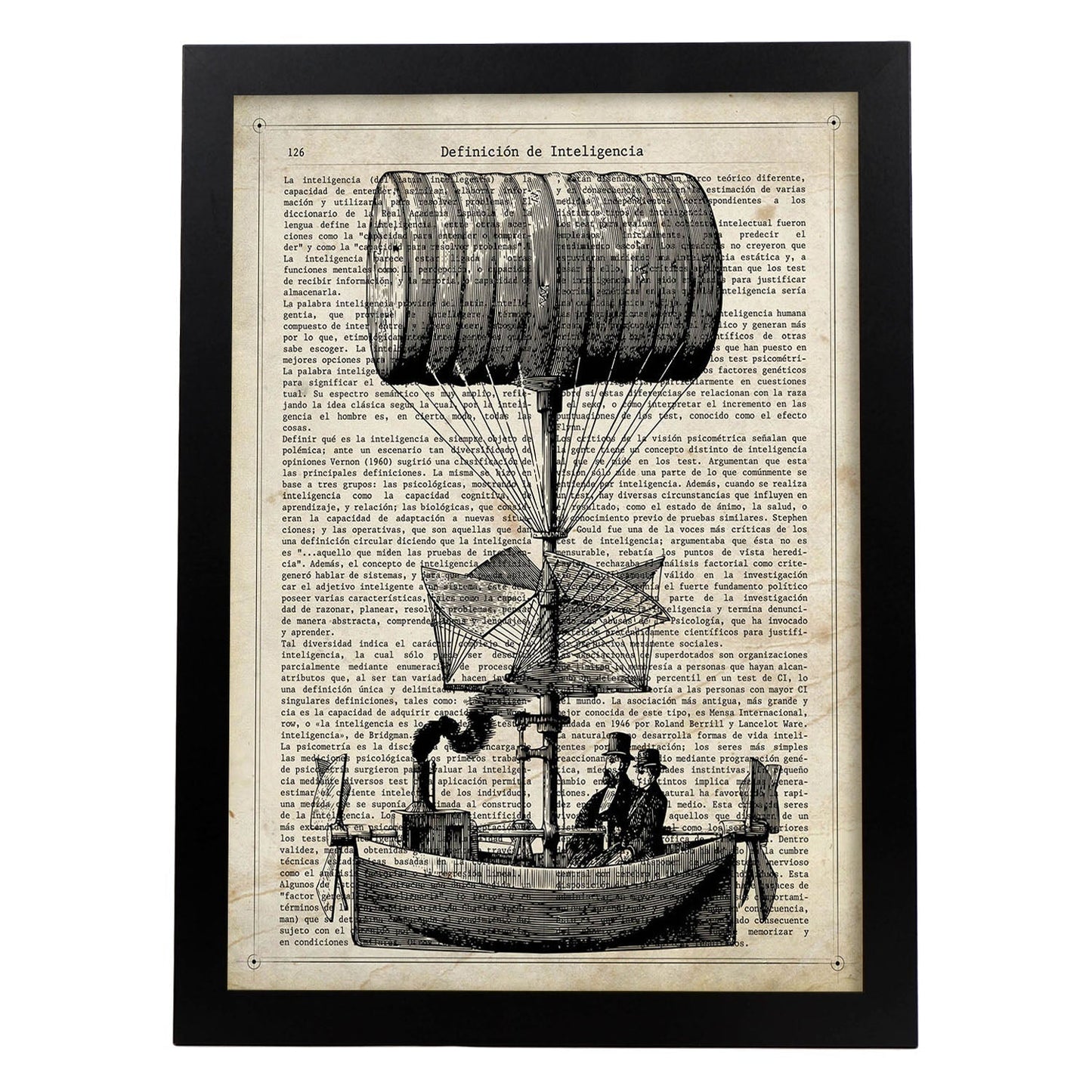 Poster de Globo barco. Láminas de globos aeroestáticos. Diseño con imágenes de globos.-Artwork-Nacnic-A3-Marco Negro-Nacnic Estudio SL