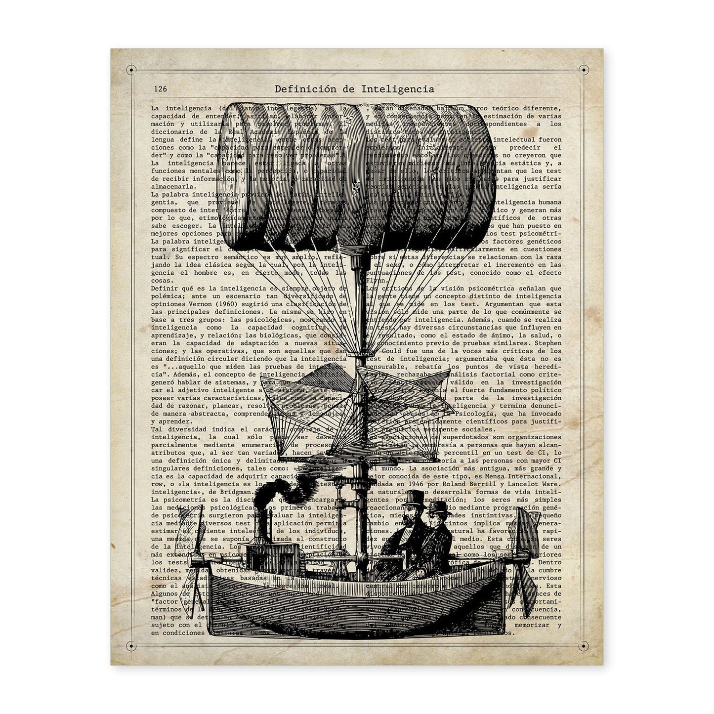 Poster de Globo barco. Láminas de globos aeroestáticos. Diseño con imágenes de globos.-Artwork-Nacnic-A4-Sin marco-Nacnic Estudio SL