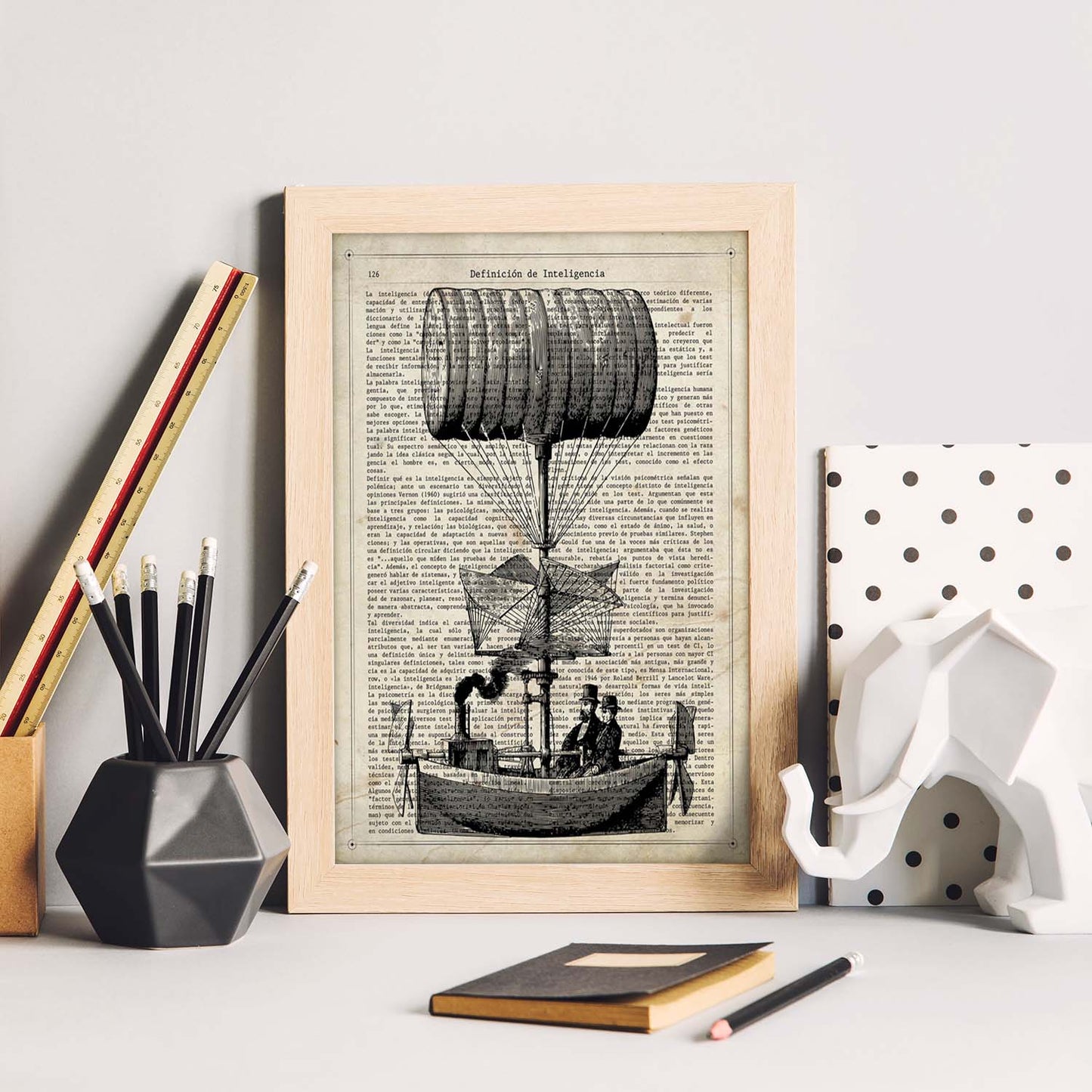 Poster de Globo barco. Láminas de globos aeroestáticos. Diseño con imágenes de globos.-Artwork-Nacnic-Nacnic Estudio SL
