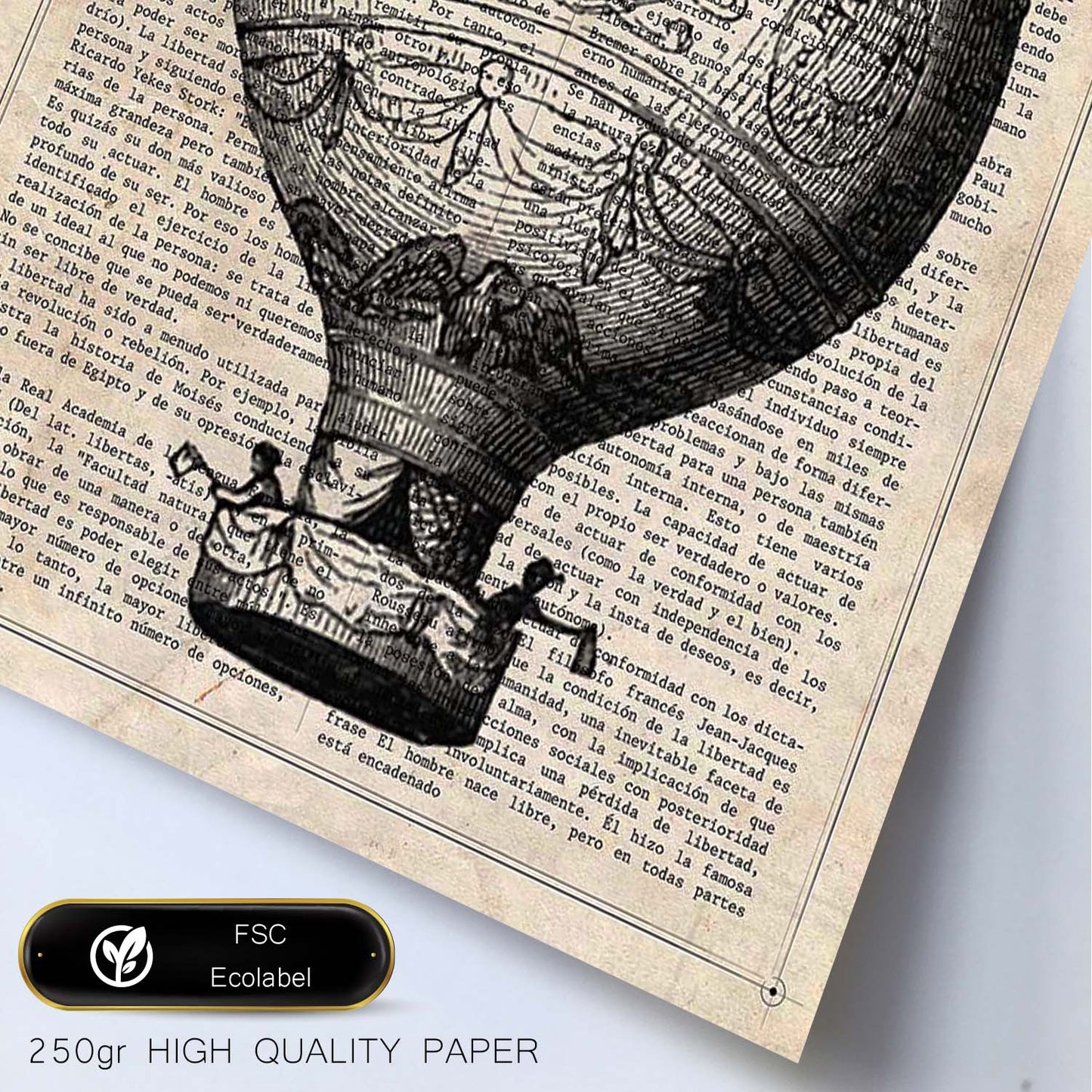 Poster de Globo blanco y negro. Láminas de globos aeroestáticos. Diseño con imágenes de globos.-Artwork-Nacnic-Nacnic Estudio SL