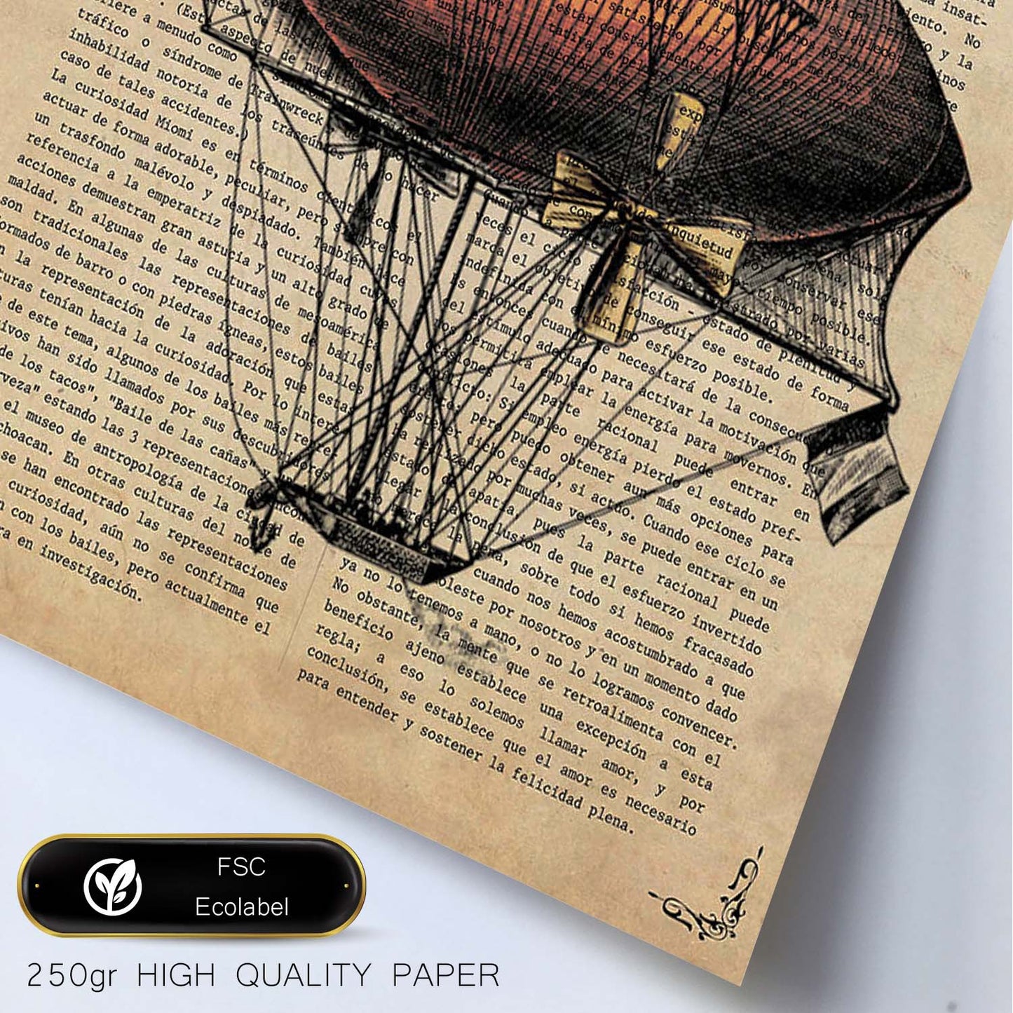 Poster de Globo rojizo. Láminas de globos aeroestáticos. Diseño con imágenes de globos.-Artwork-Nacnic-Nacnic Estudio SL