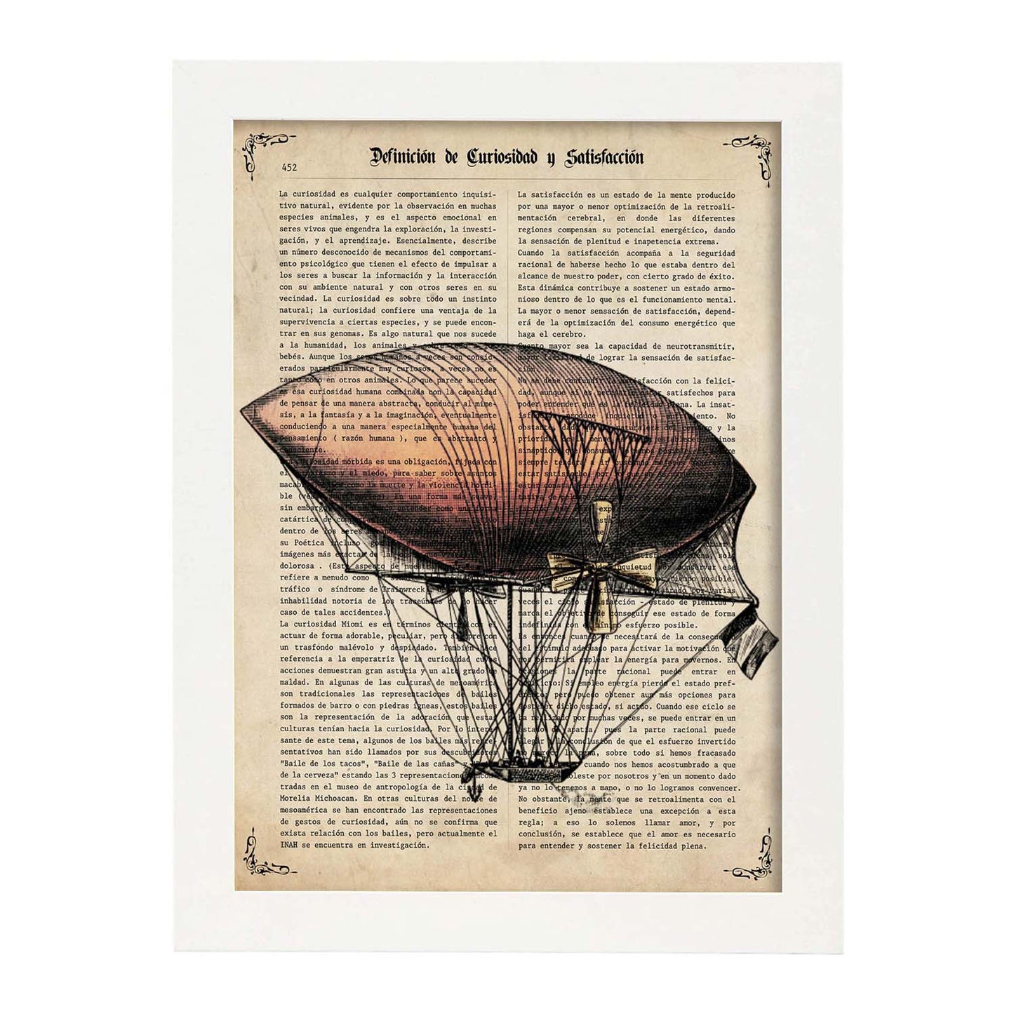 Poster de Globo rojizo. Láminas de globos aeroestáticos. Diseño con imágenes de globos.-Artwork-Nacnic-A3-Marco Blanco-Nacnic Estudio SL