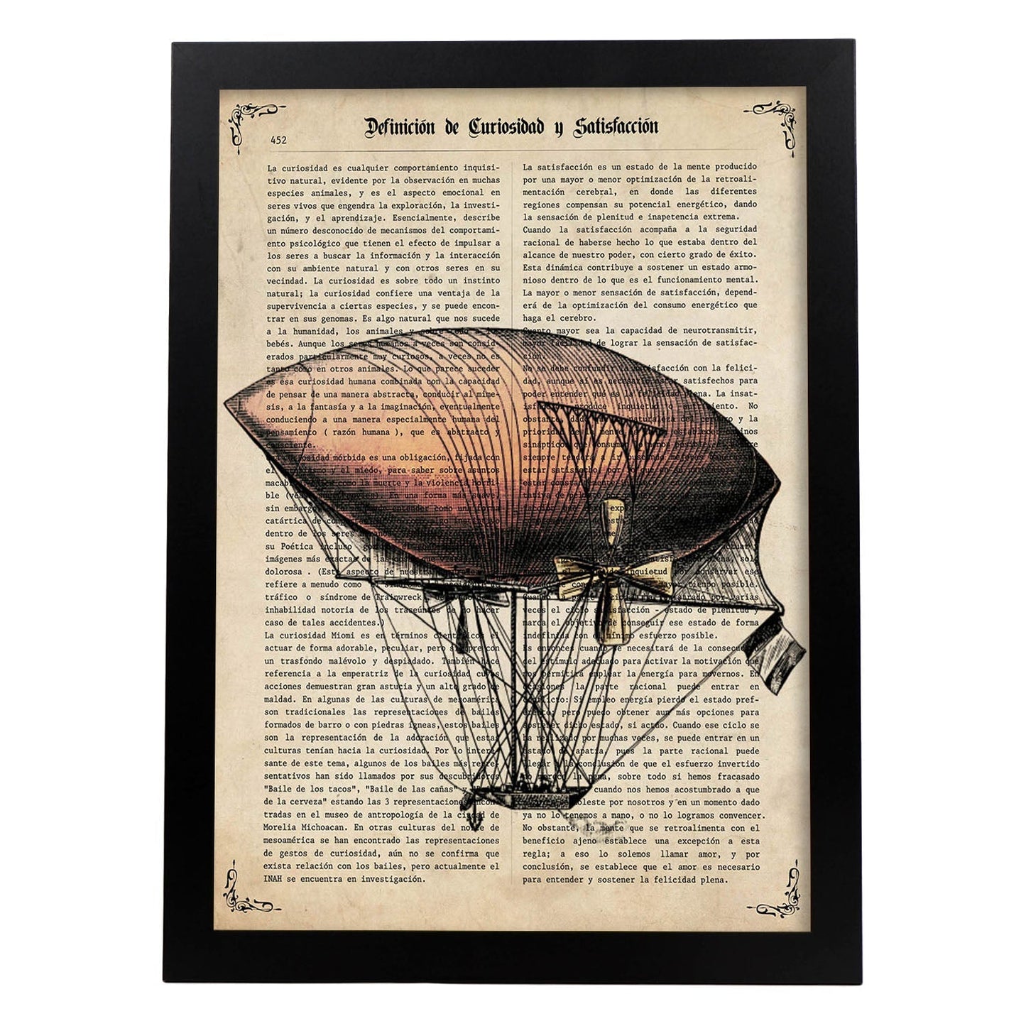 Poster de Globo rojizo. Láminas de globos aeroestáticos. Diseño con imágenes de globos.-Artwork-Nacnic-A4-Marco Negro-Nacnic Estudio SL