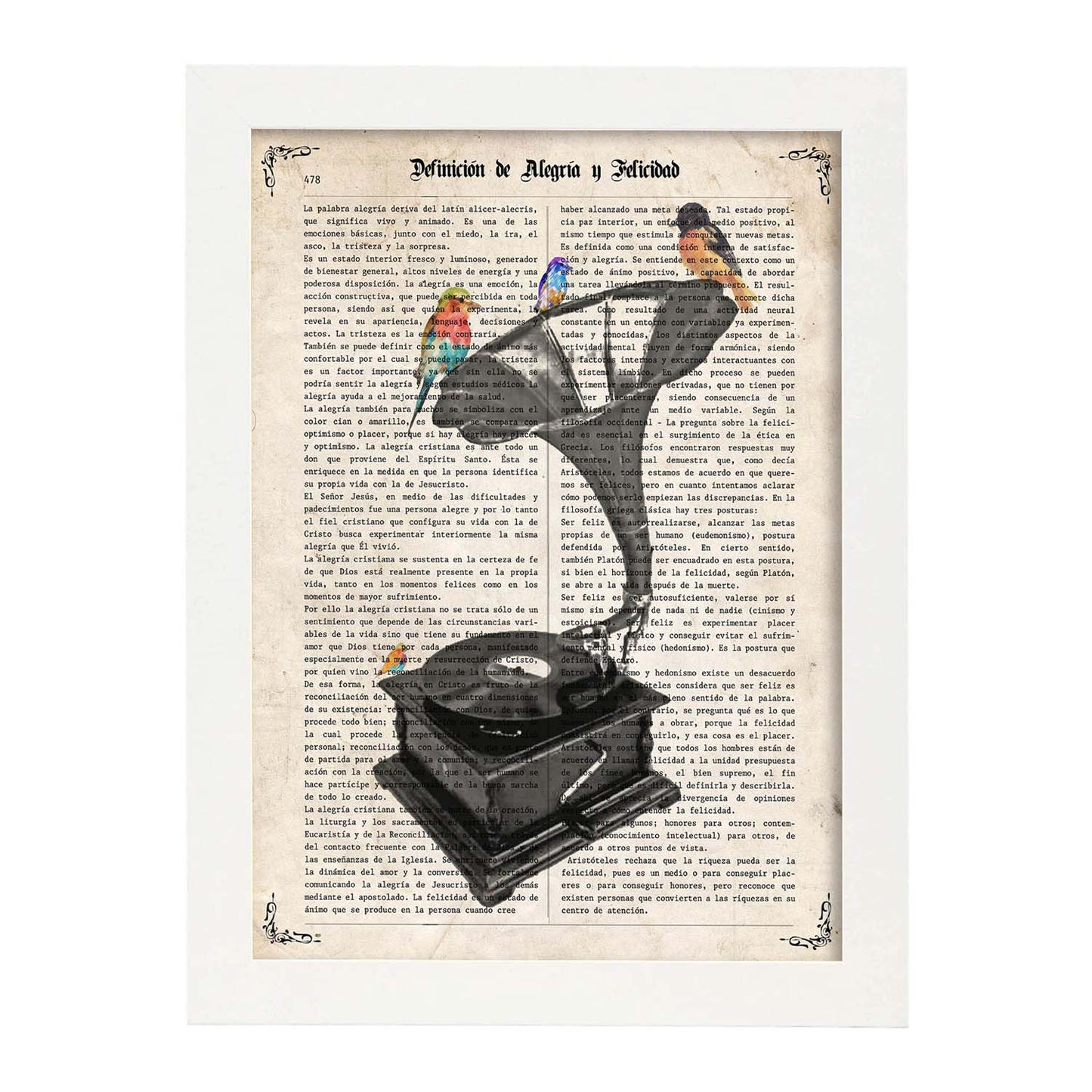 Poster de Gramola con pajaros. Láminas musicales con definiciones para-Artwork-Nacnic-A3-Marco Blanco-Nacnic Estudio SL