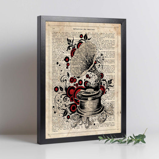 Poster de Gramola modernista. Láminas musicales con definiciones para-Artwork-Nacnic-Nacnic Estudio SL