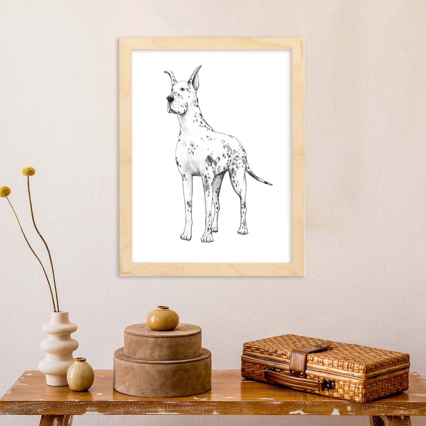 Poster de Gran danes blanco. Lámina decorativa de perros.-Artwork-Nacnic-Nacnic Estudio SL
