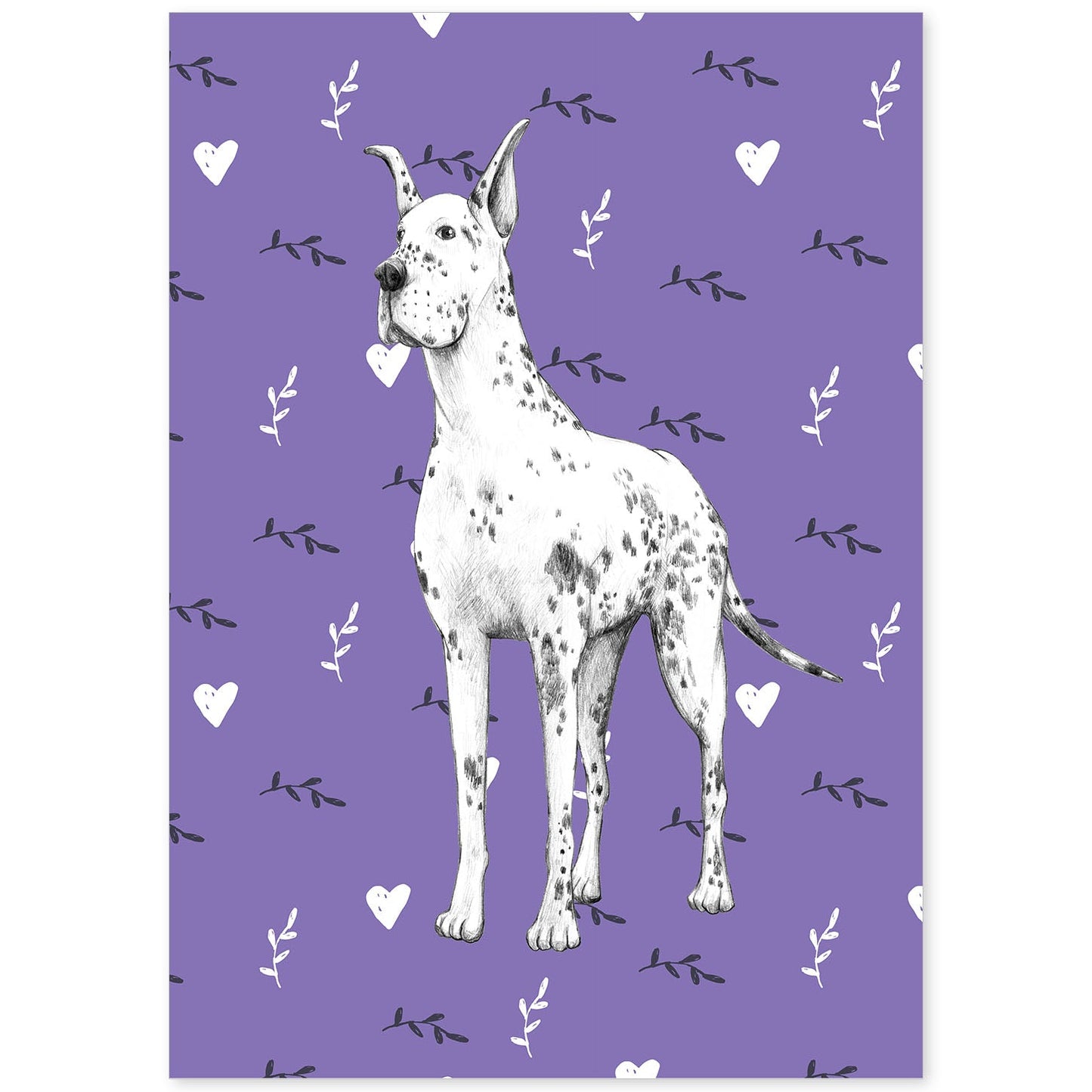 Poster de Gran danes morado. Lámina decorativa de perros.-Artwork-Nacnic-A4-Sin marco-Nacnic Estudio SL