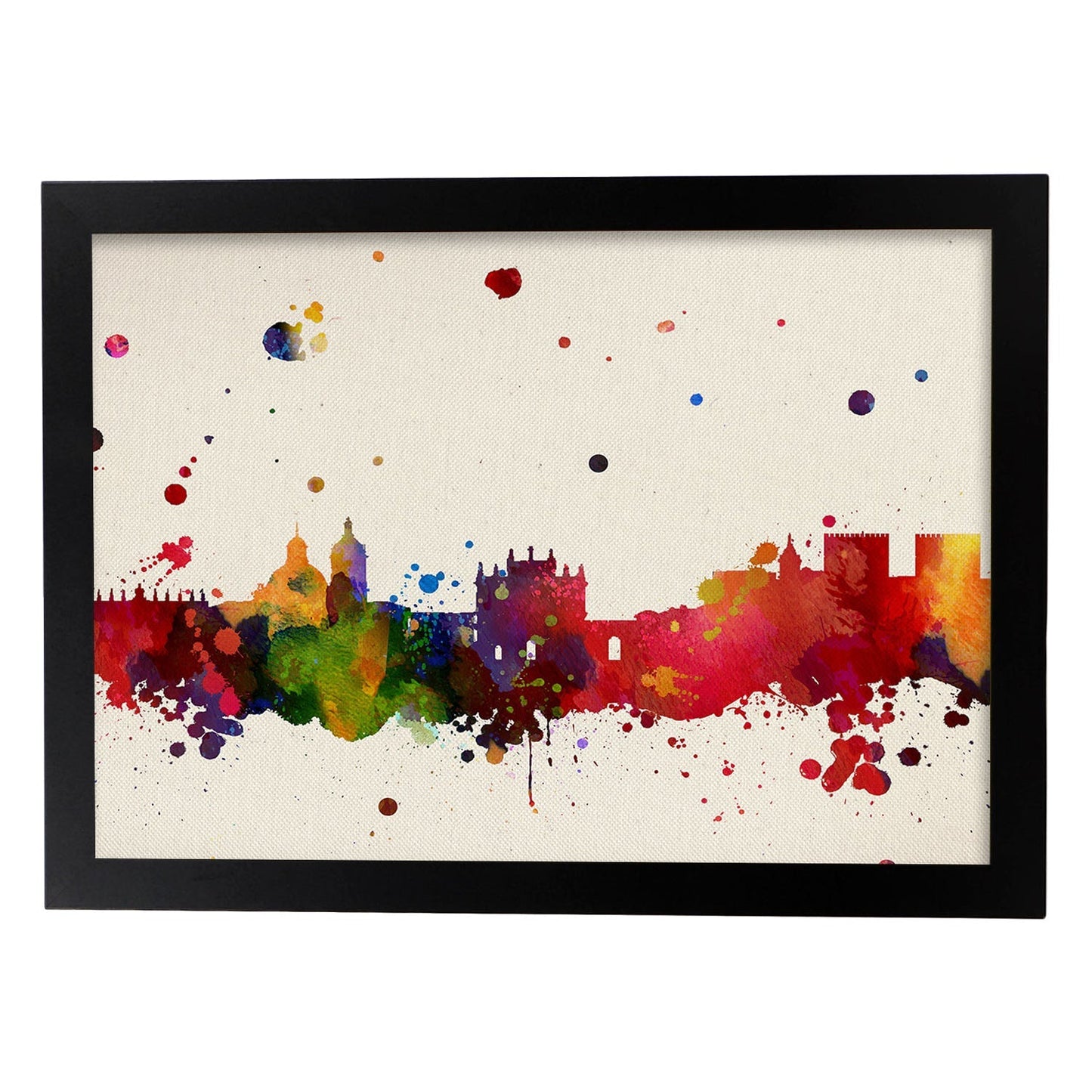 Poster de Granada. Láminas e ilustraciones de ciudades, comunidades, y mapas de España.-Artwork-Nacnic-A3-Marco Negro-Nacnic Estudio SL