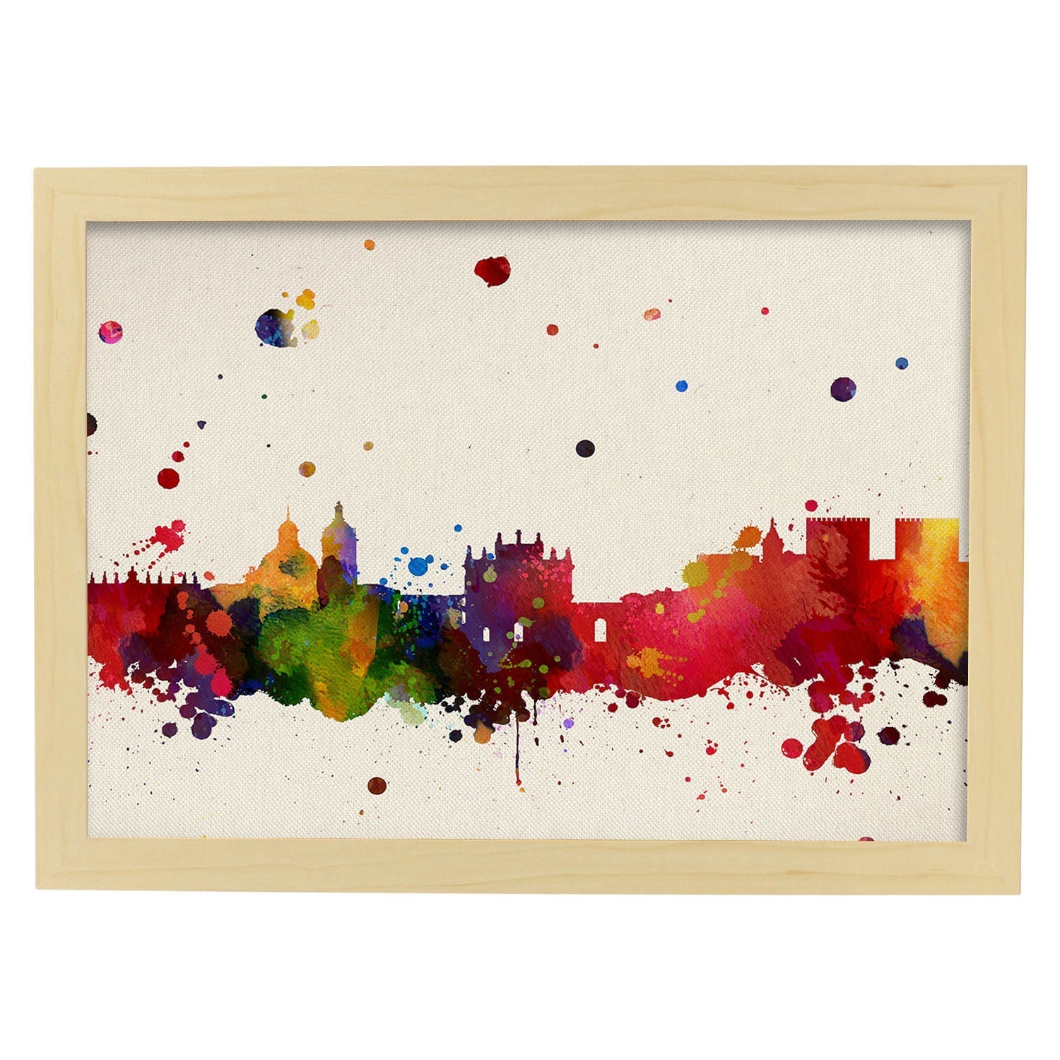 Poster de Granada. Láminas e ilustraciones de ciudades, comunidades, y mapas de España.-Artwork-Nacnic-A4-Marco Madera clara-Nacnic Estudio SL