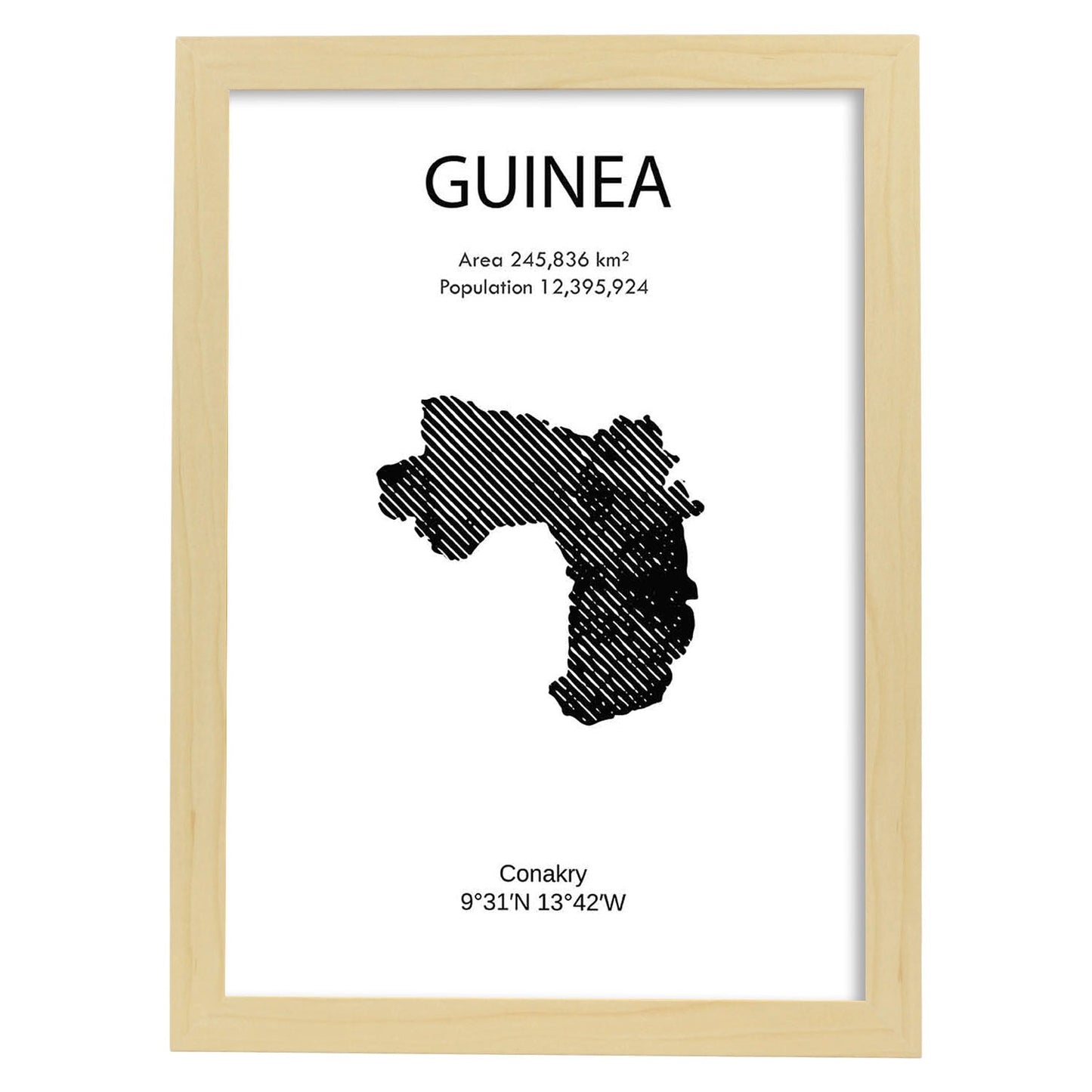 Poster de Guinea. Láminas de paises y continentes del mundo.-Artwork-Nacnic-A4-Marco Madera clara-Nacnic Estudio SL
