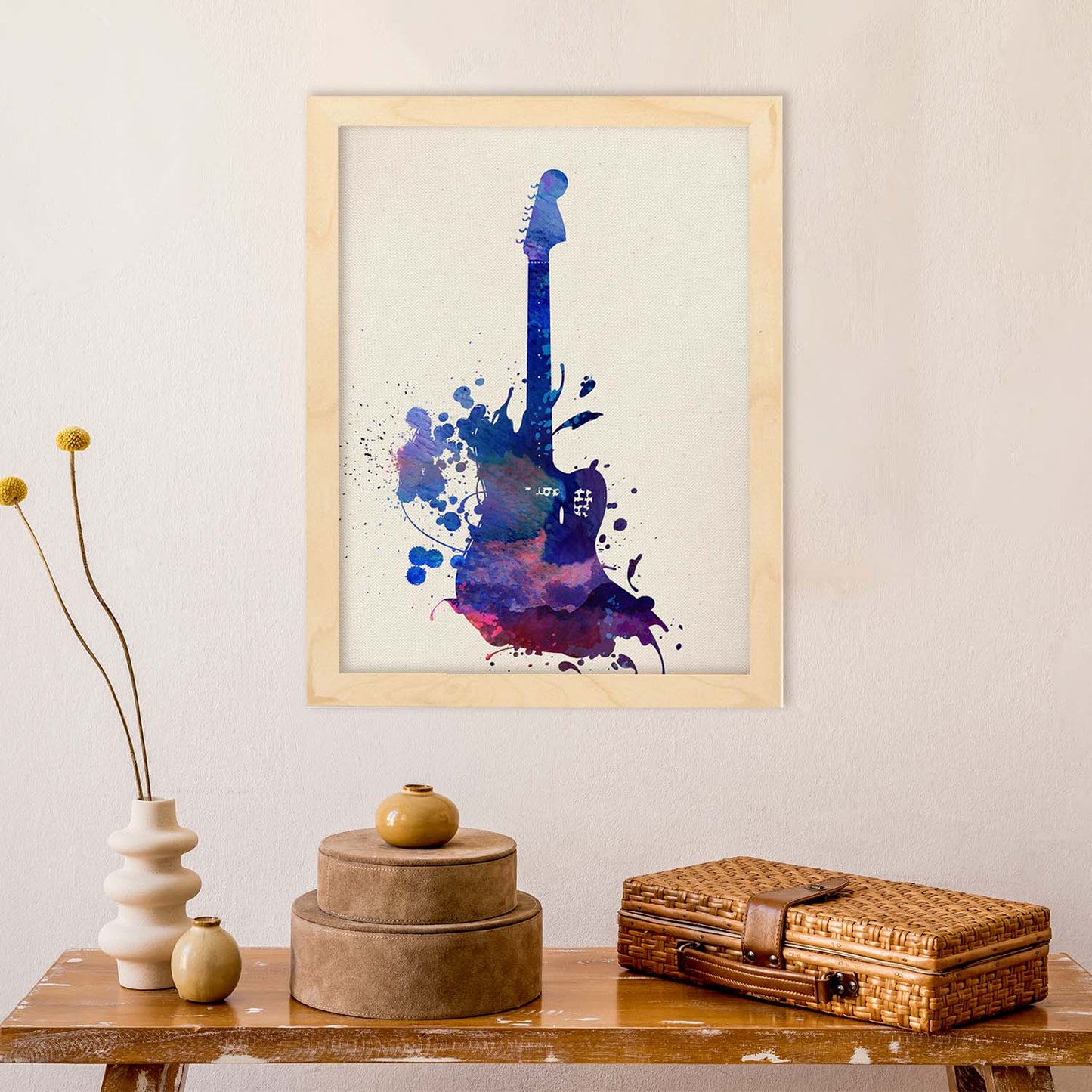 Poster de Guitarra con diseño acuarela. Mix de láminas con estilo acuarela-Artwork-Nacnic-Nacnic Estudio SL