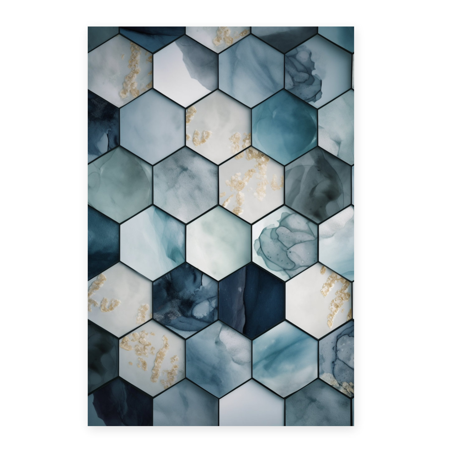 Póster de Hexágonos Suaves Azules