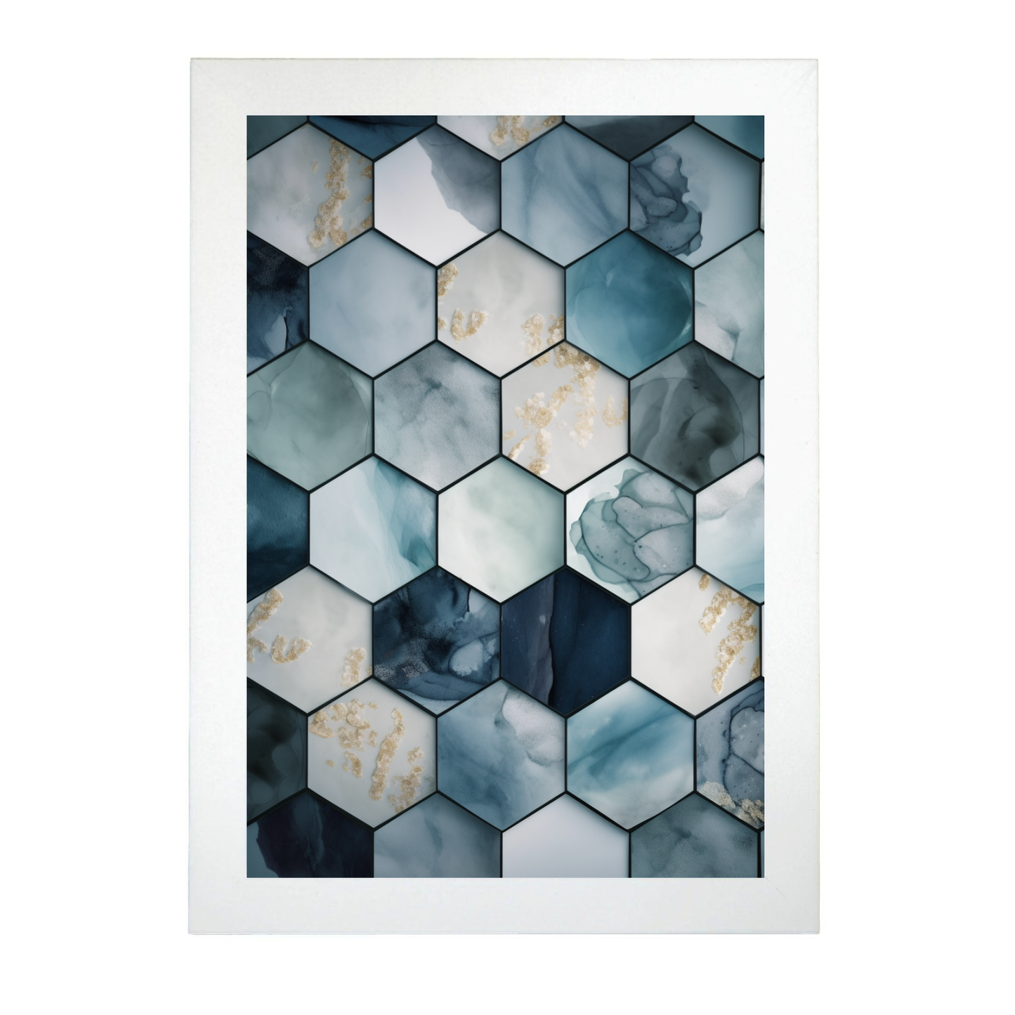 Póster de Hexágonos Suaves Azules