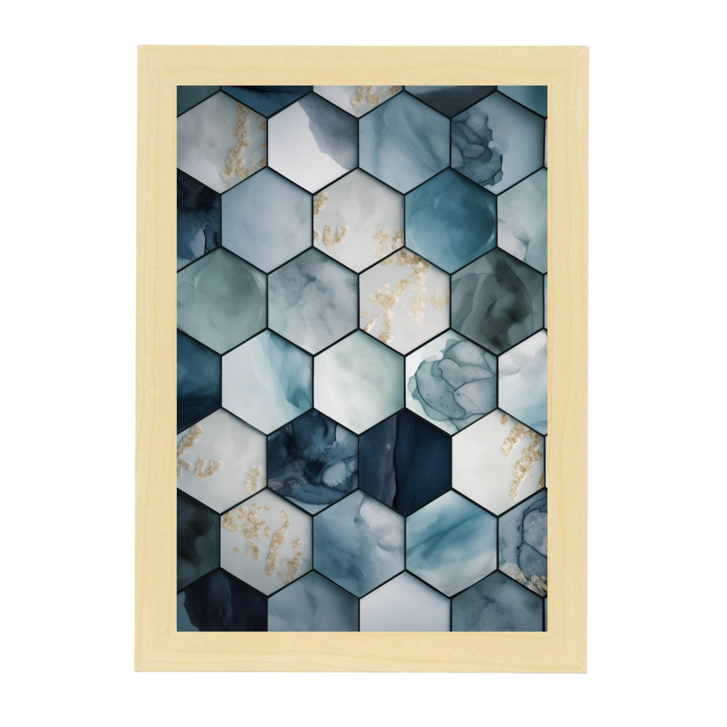 Póster de Hexágonos Suaves Azules