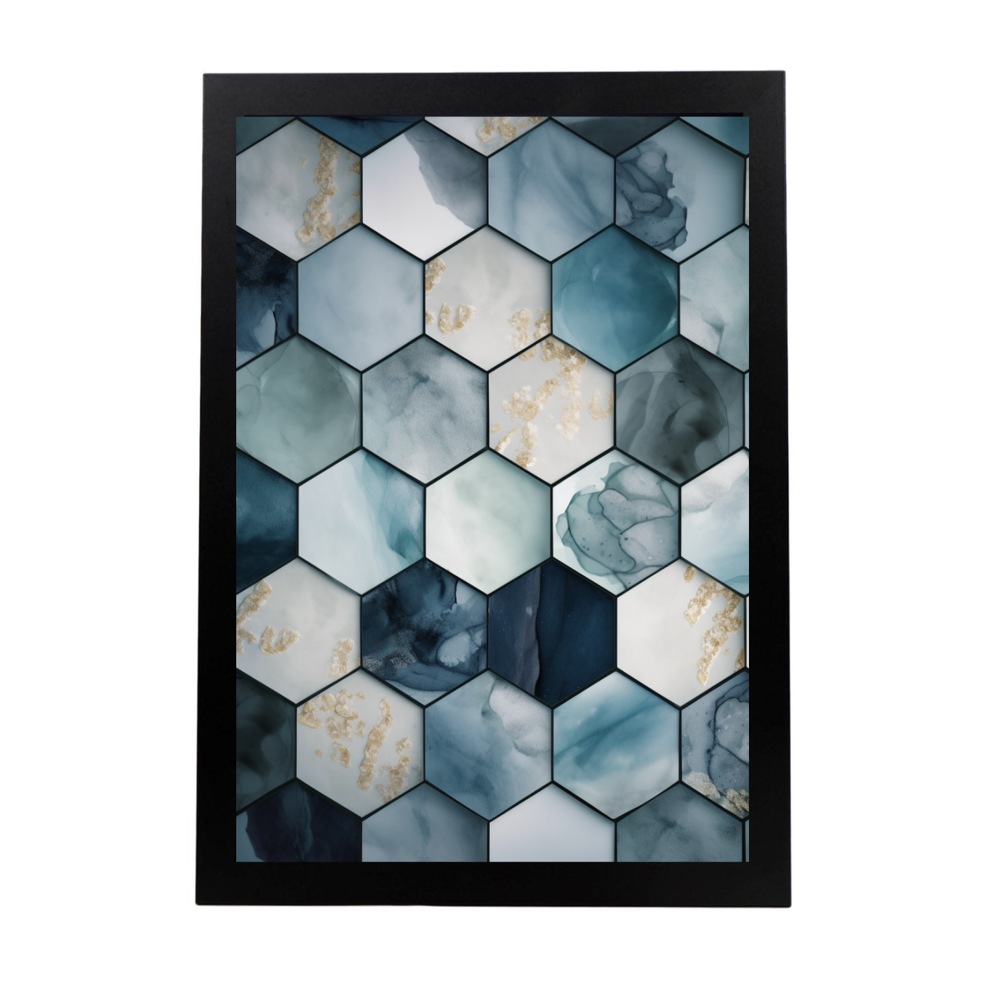 Póster de Hexágonos Suaves Azules