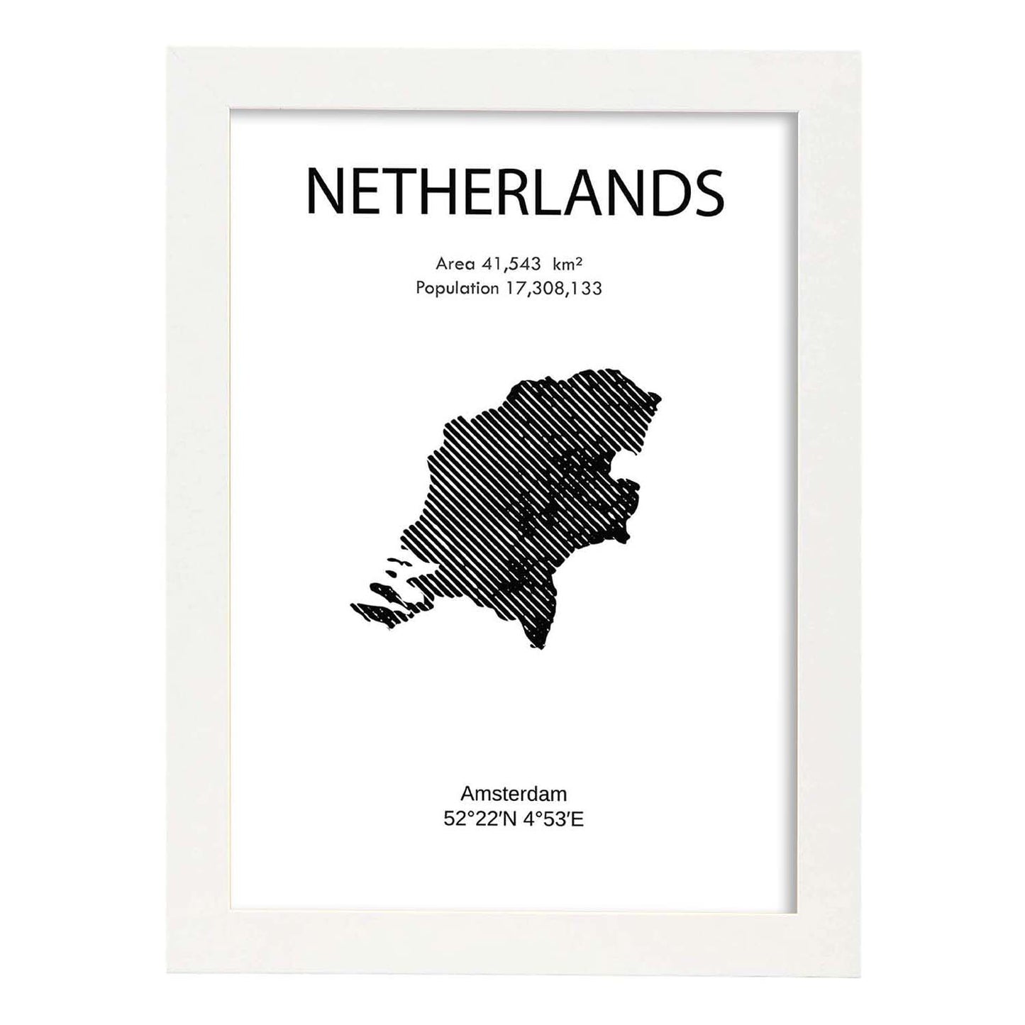 Poster de Holanda. Láminas de paises y continentes del mundo.-Artwork-Nacnic-A3-Marco Blanco-Nacnic Estudio SL