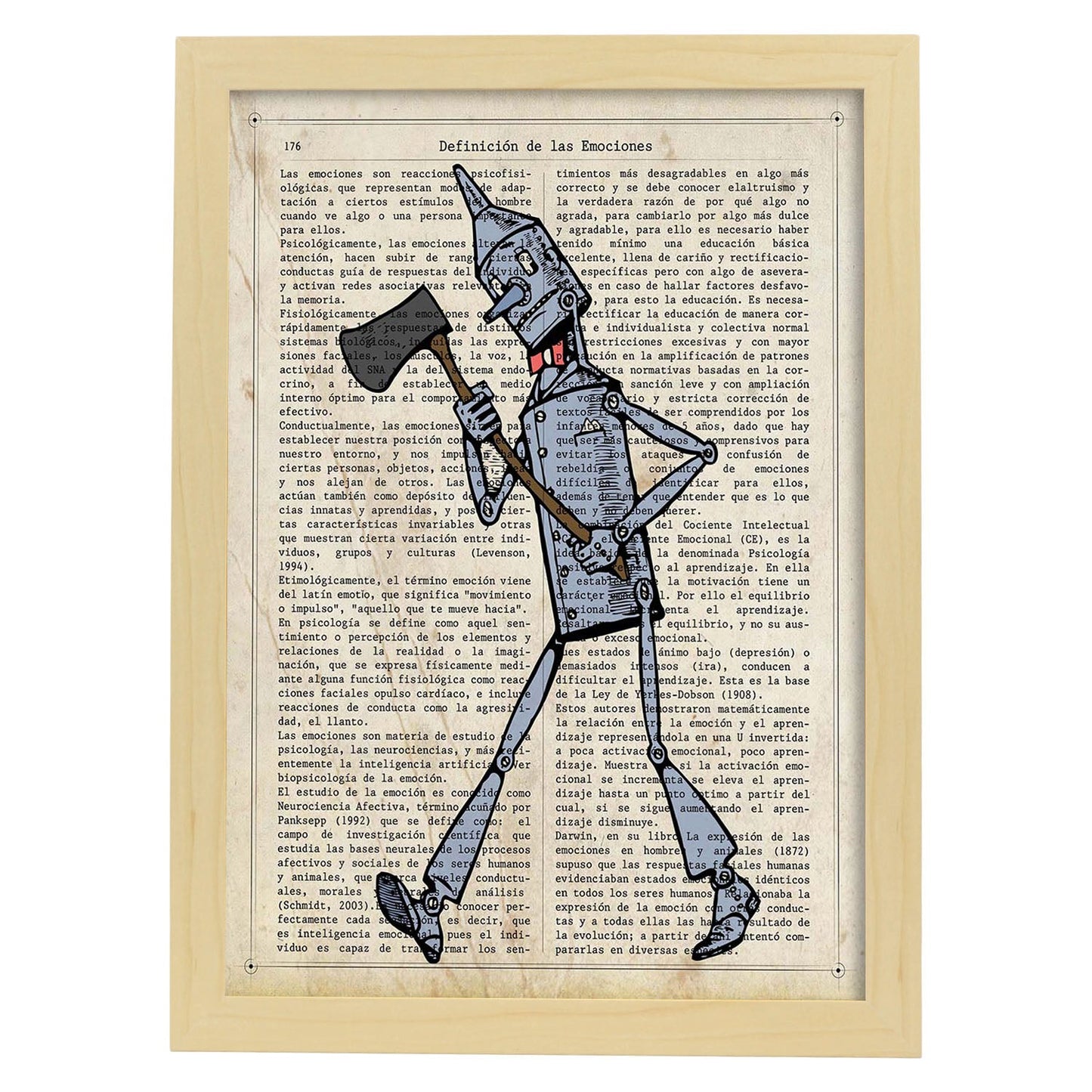 Poster de Hombre de hojalata con hacha. Láminas de personajes importantes. Posters de músicos, actores, inventores, exploradores, ...-Artwork-Nacnic-A4-Marco Madera clara-Nacnic Estudio SL