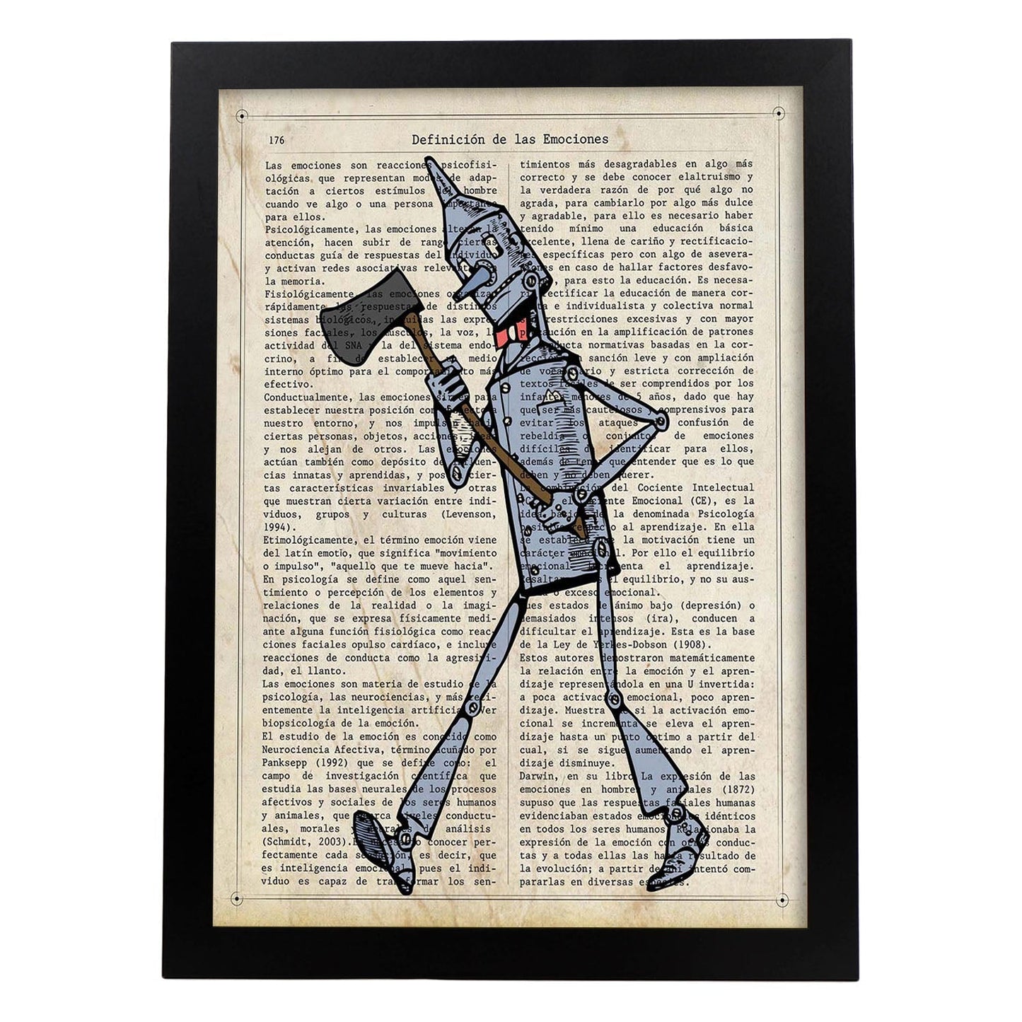 Poster de Hombre de hojalata con hacha. Láminas de personajes importantes. Posters de músicos, actores, inventores, exploradores, ...-Artwork-Nacnic-A4-Marco Negro-Nacnic Estudio SL
