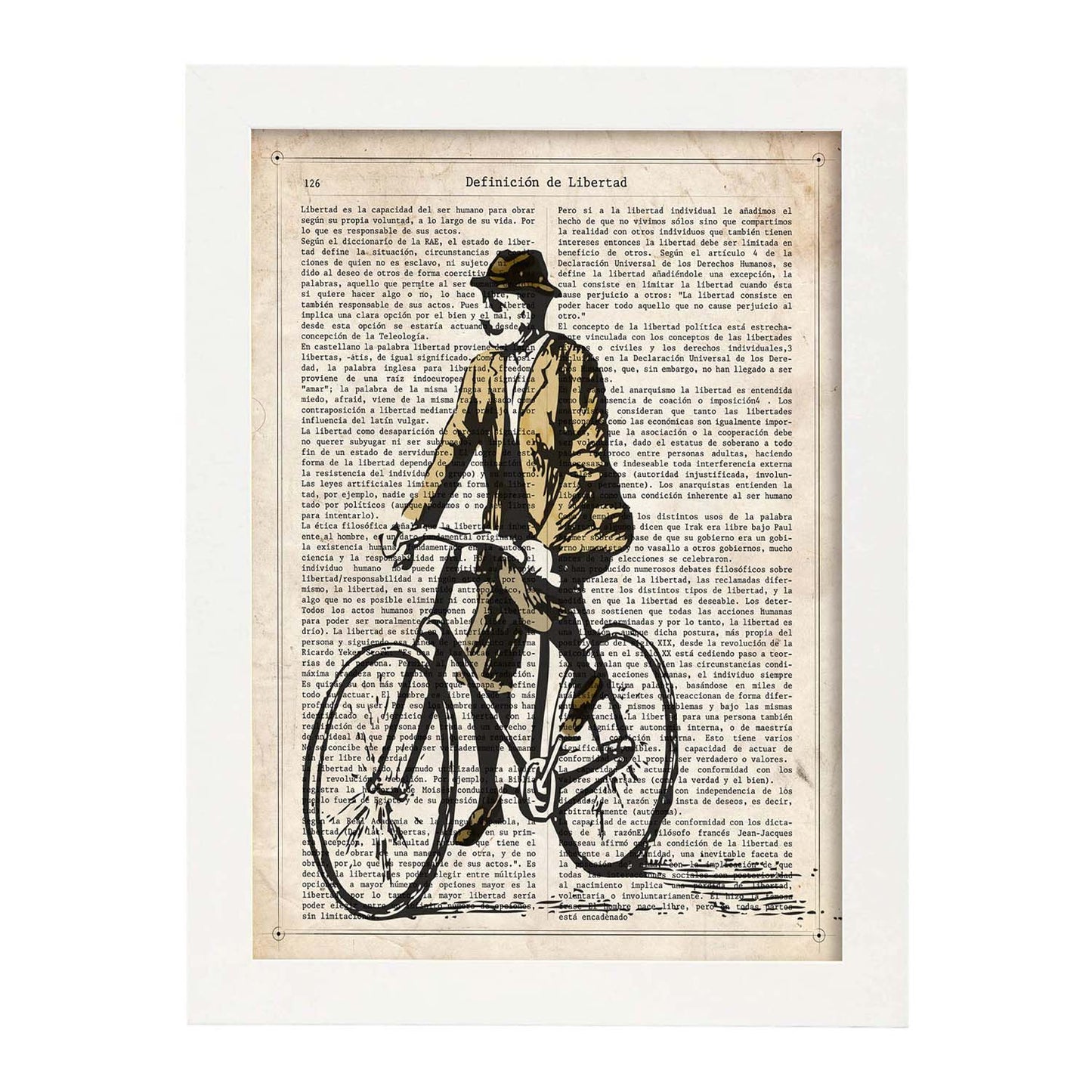 Poster de Hombre en bici. Láminas de bicicletas definiciones.-Artwork-Nacnic-A3-Marco Blanco-Nacnic Estudio SL