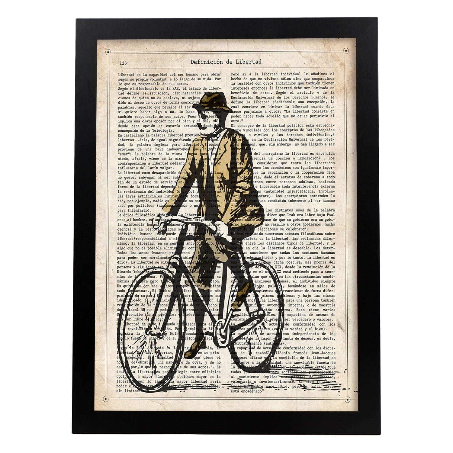 Poster de Hombre en bici. Láminas de bicicletas definiciones.-Artwork-Nacnic-A3-Marco Negro-Nacnic Estudio SL