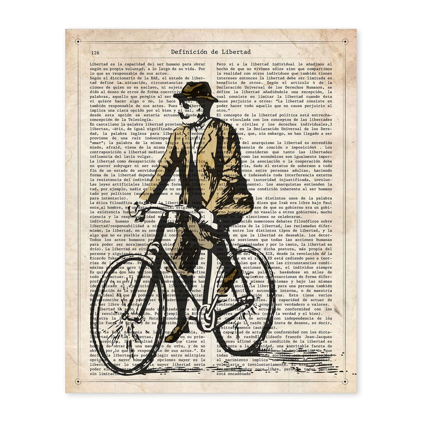 Poster de Hombre en bici. Láminas de bicicletas definiciones.-Artwork-Nacnic-A4-Sin marco-Nacnic Estudio SL