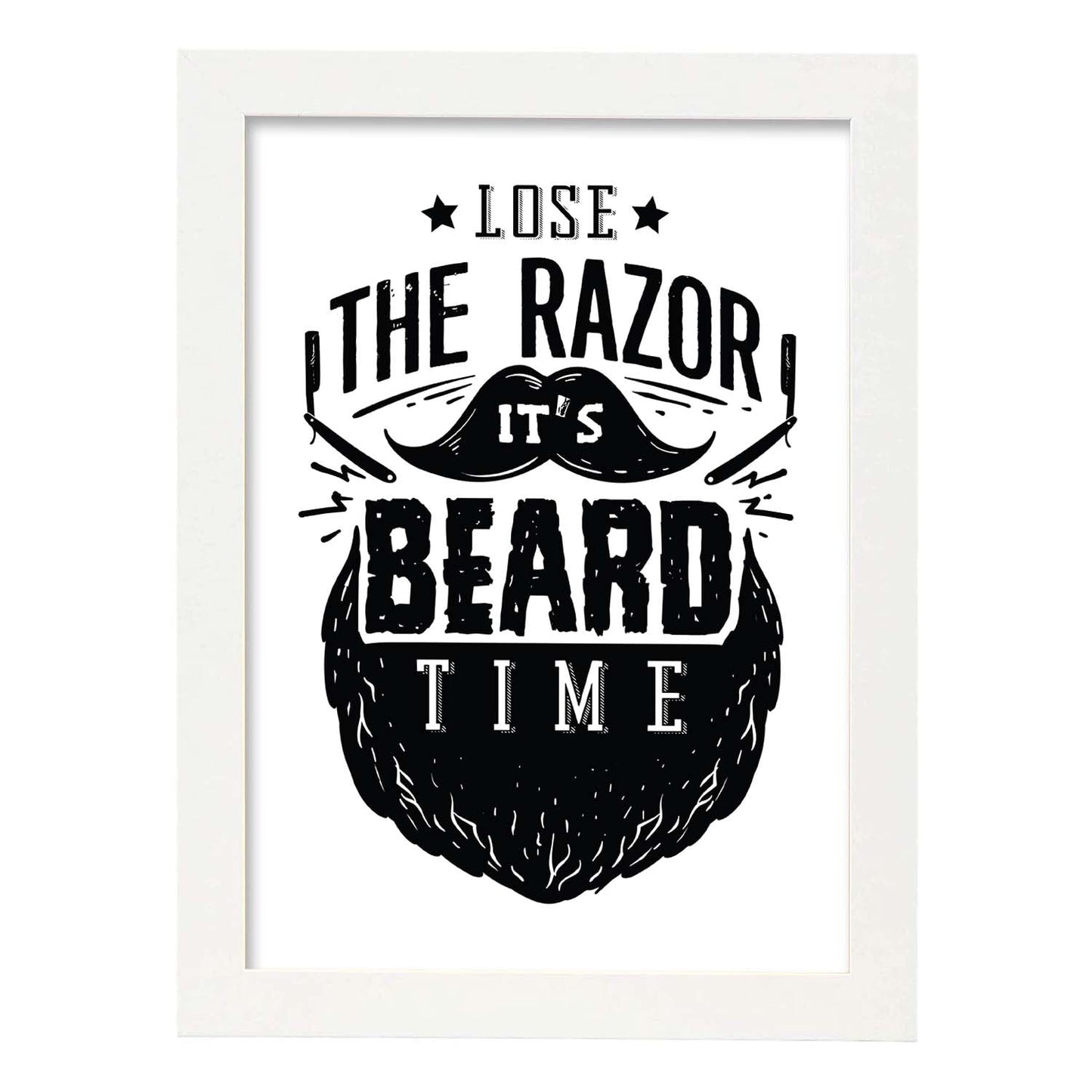 Poster de Hora de la barba. Lámina decorativa de diseño.-Artwork-Nacnic-A3-Marco Blanco-Nacnic Estudio SL