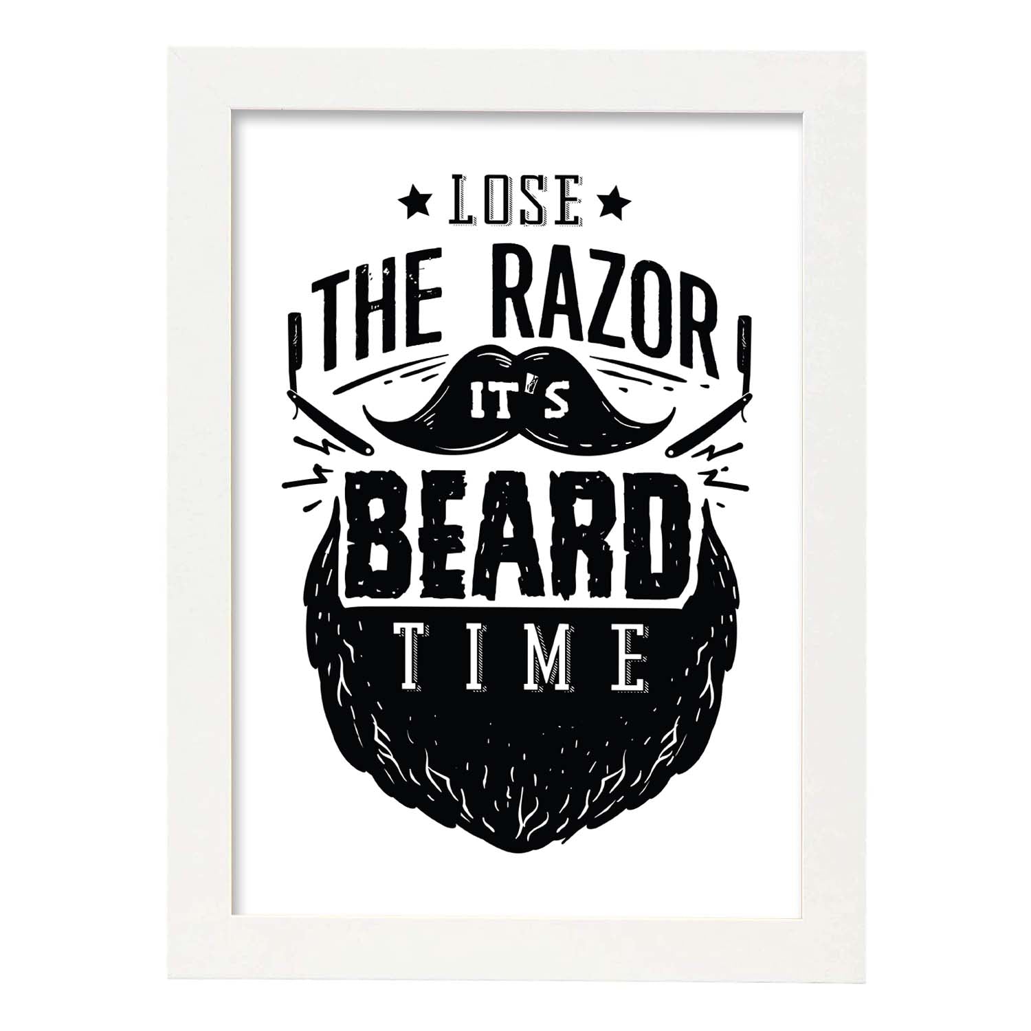 Poster de Hora de la barba. Lámina decorativa de diseño.-Artwork-Nacnic-A3-Marco Blanco-Nacnic Estudio SL