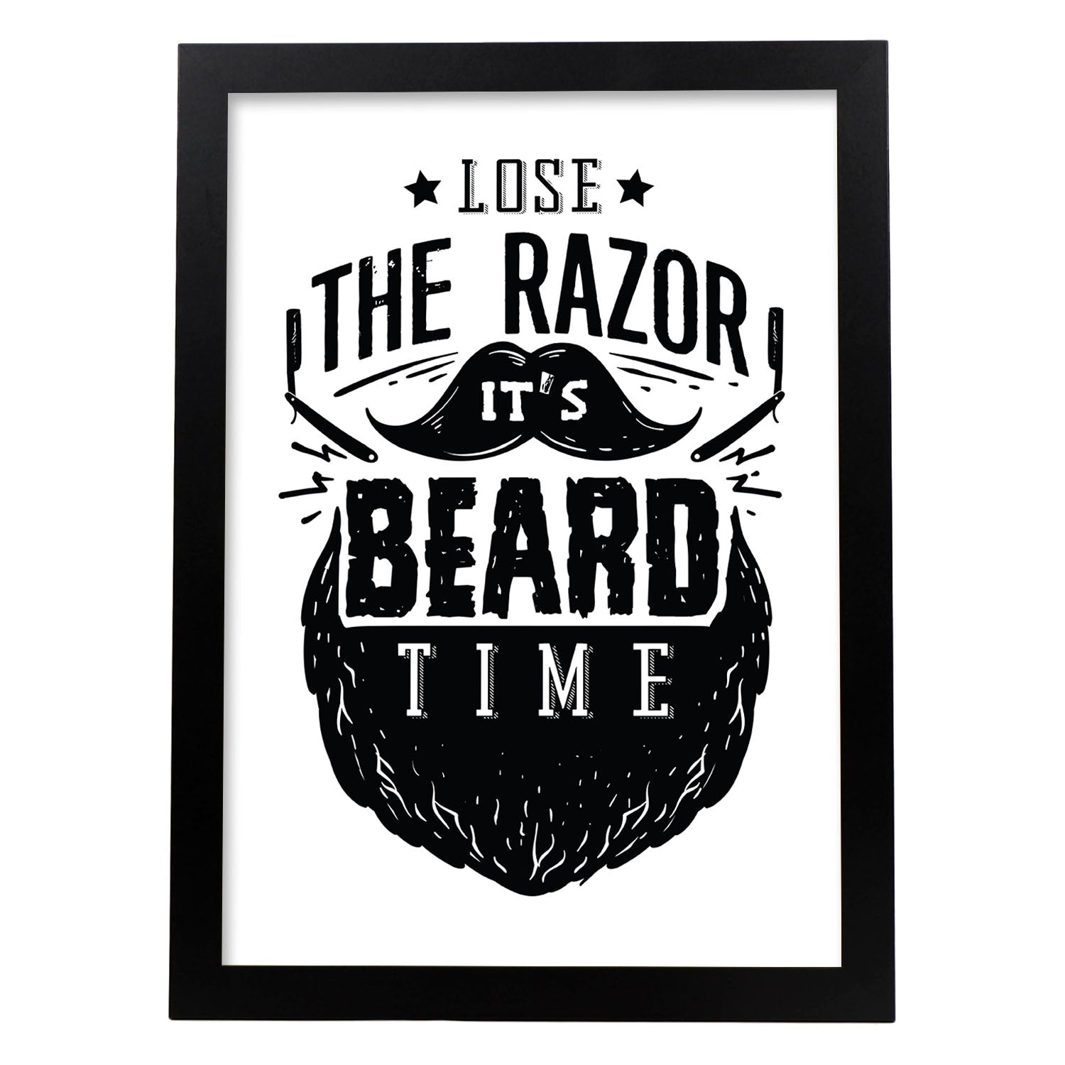 Poster de Hora de la barba. Lámina decorativa de diseño.-Artwork-Nacnic-A3-Marco Negro-Nacnic Estudio SL