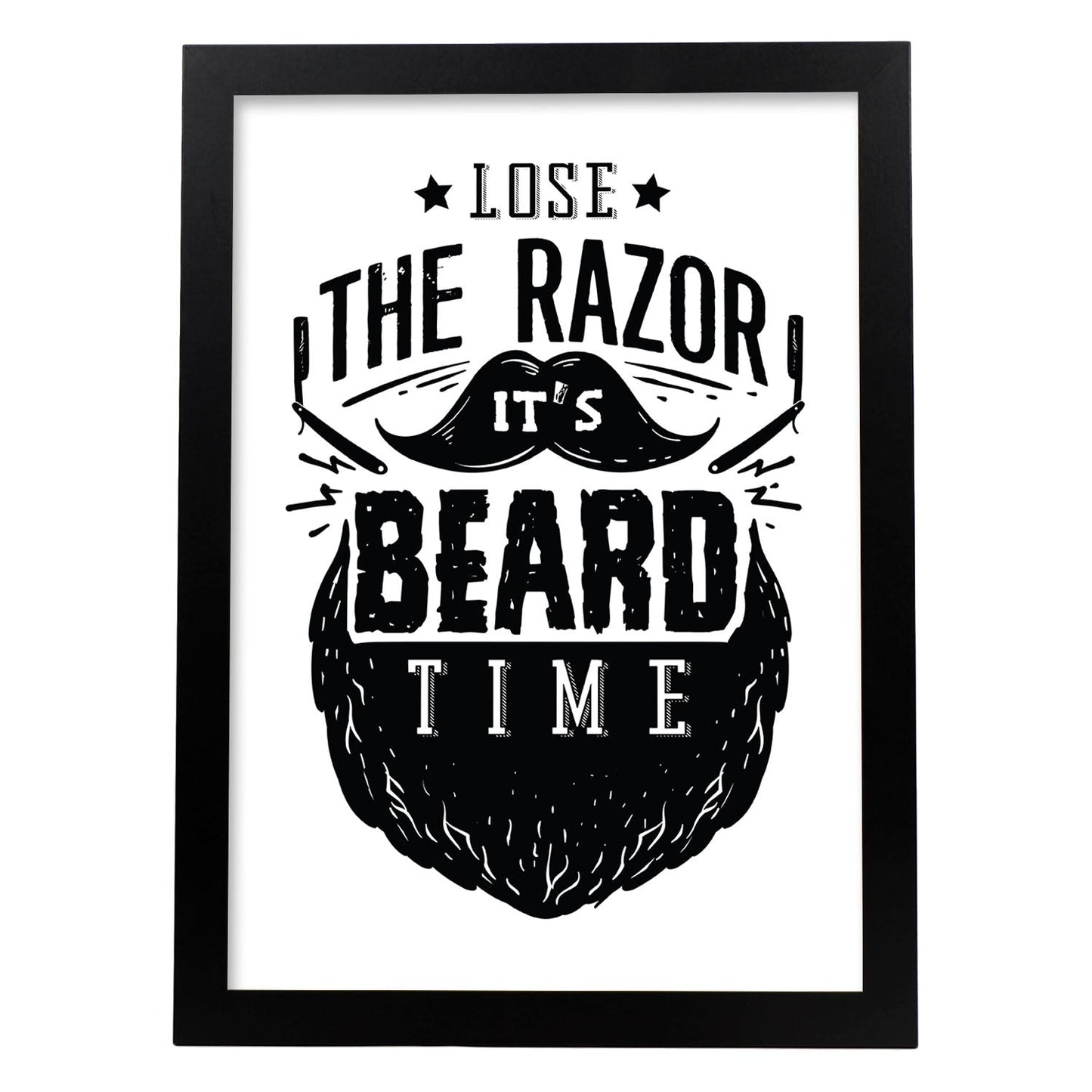 Poster de Hora de la barba. Lámina decorativa de diseño.-Artwork-Nacnic-A4-Marco Negro-Nacnic Estudio SL