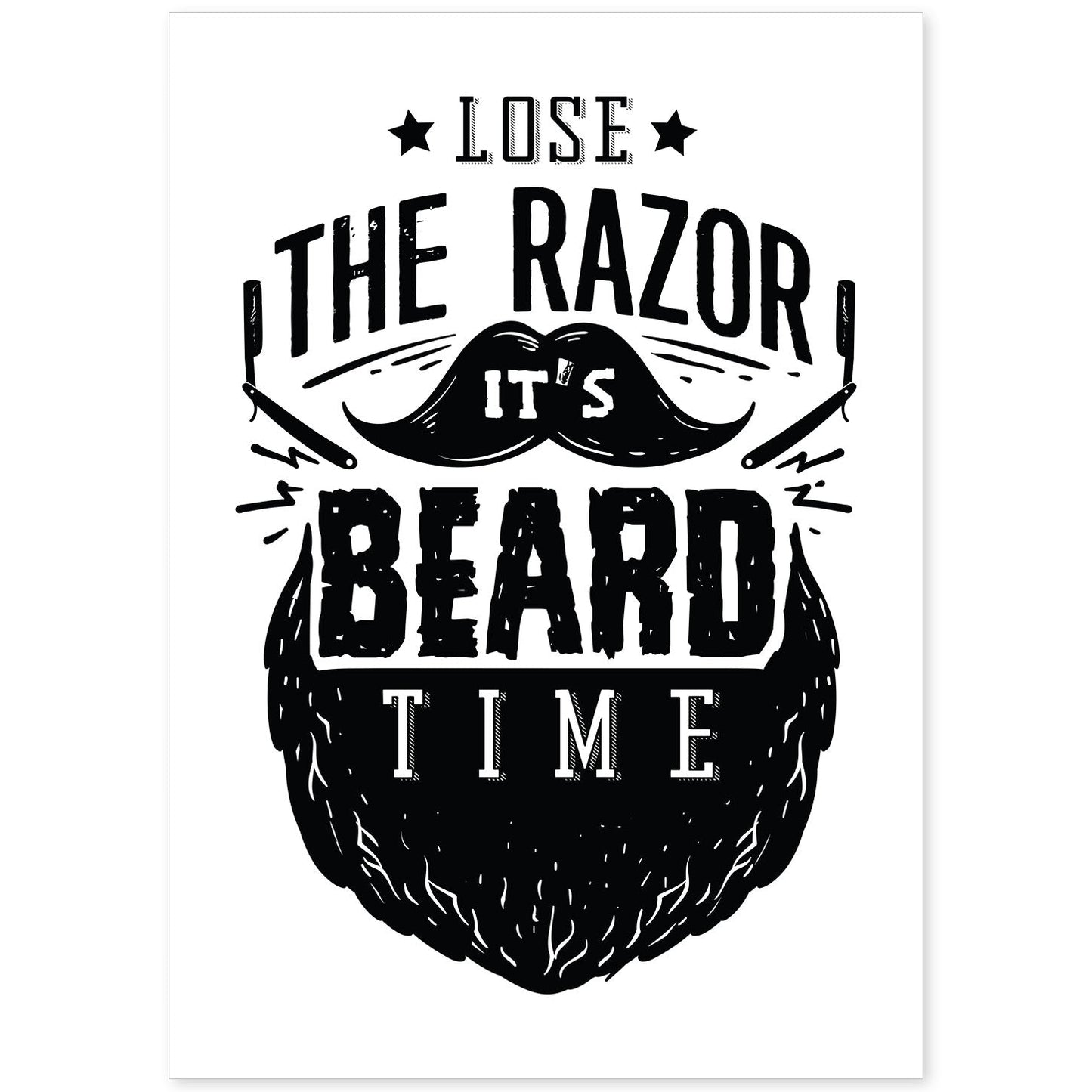 Poster de Hora de la barba. Lámina decorativa de diseño.-Artwork-Nacnic-A4-Sin marco-Nacnic Estudio SL