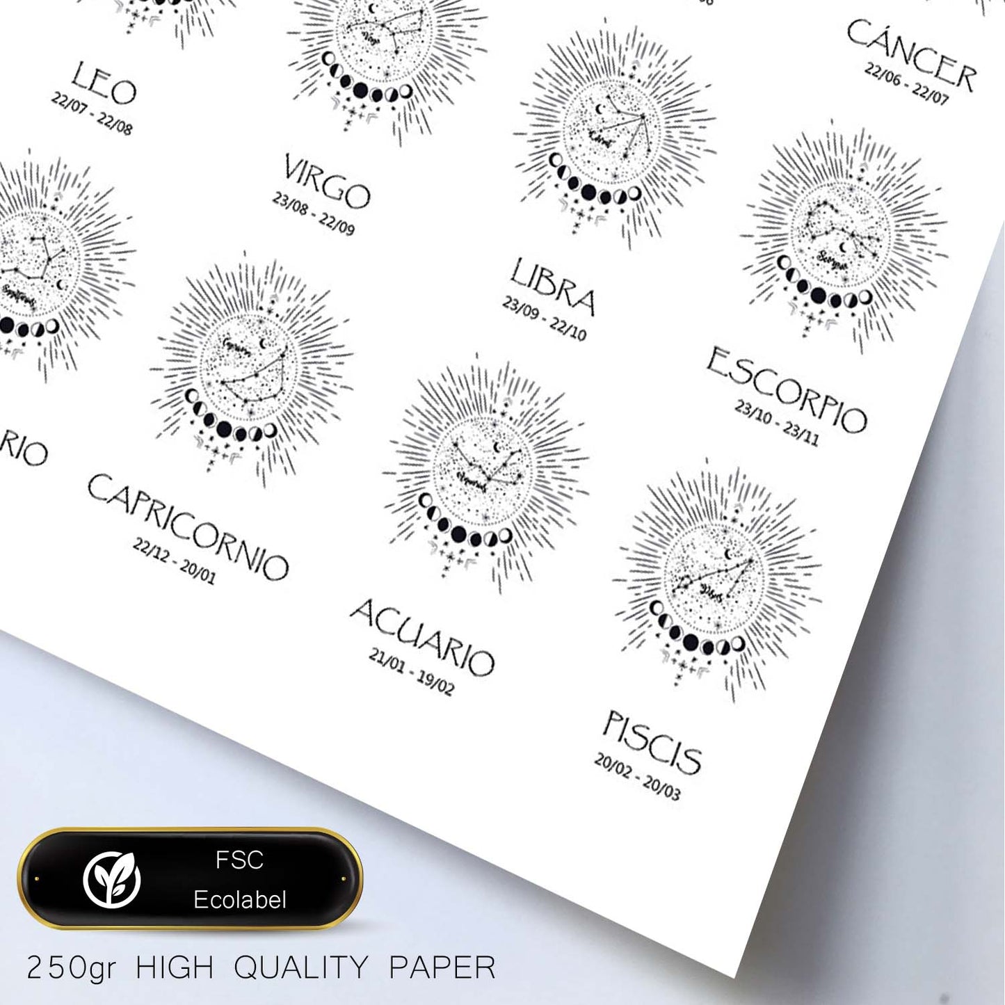 Poster de Horoscopos en español. Lamina de horoscopos y astrología.-Artwork-Nacnic-Nacnic Estudio SL