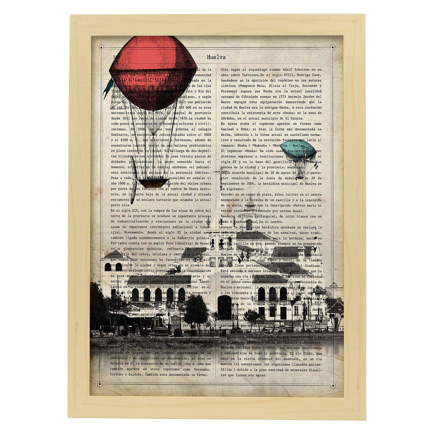 Poster de Huelva. Láminas de ciudades españolas con definiciones. Decoración de interiores para españoles.-Artwork-Nacnic-A3-Marco Madera clara-Nacnic Estudio SL