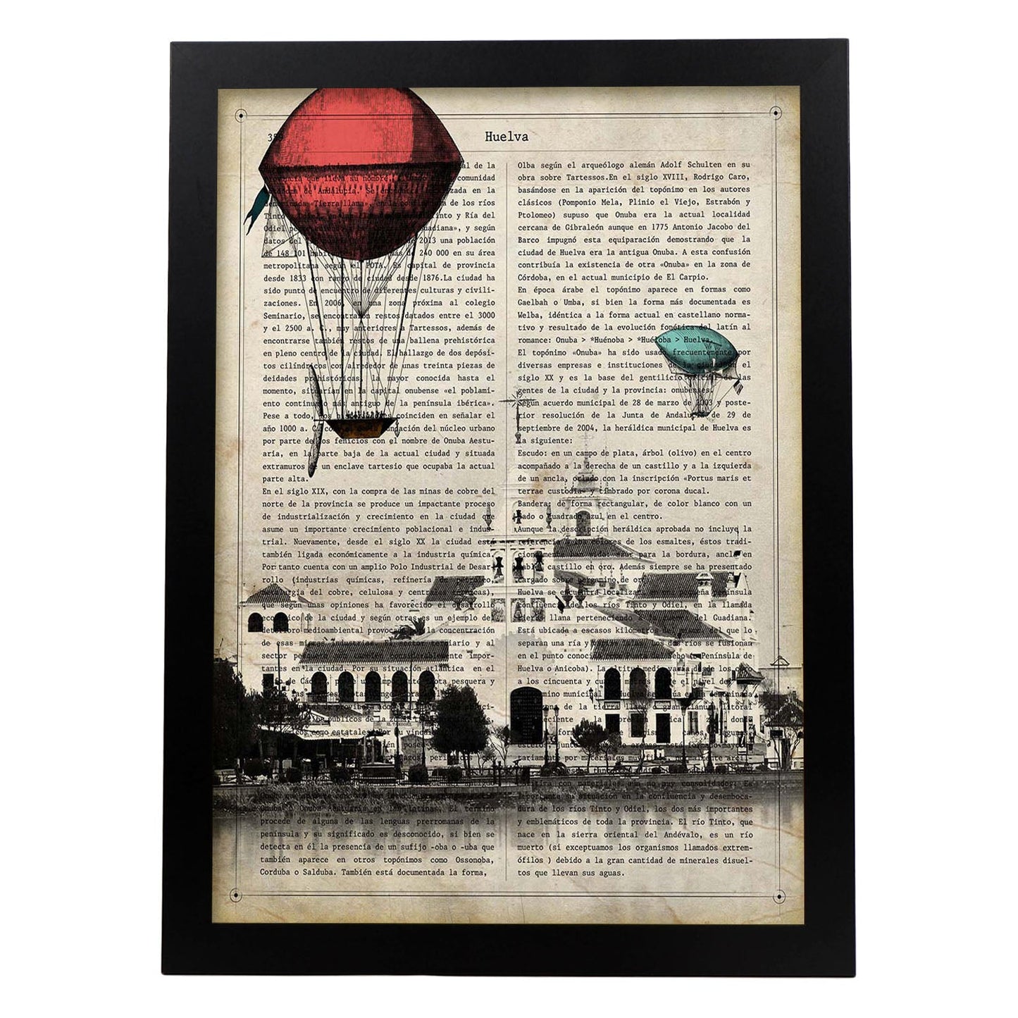 Poster de Huelva. Láminas de ciudades españolas con definiciones. Decoración de interiores para españoles.-Artwork-Nacnic-A4-Marco Negro-Nacnic Estudio SL